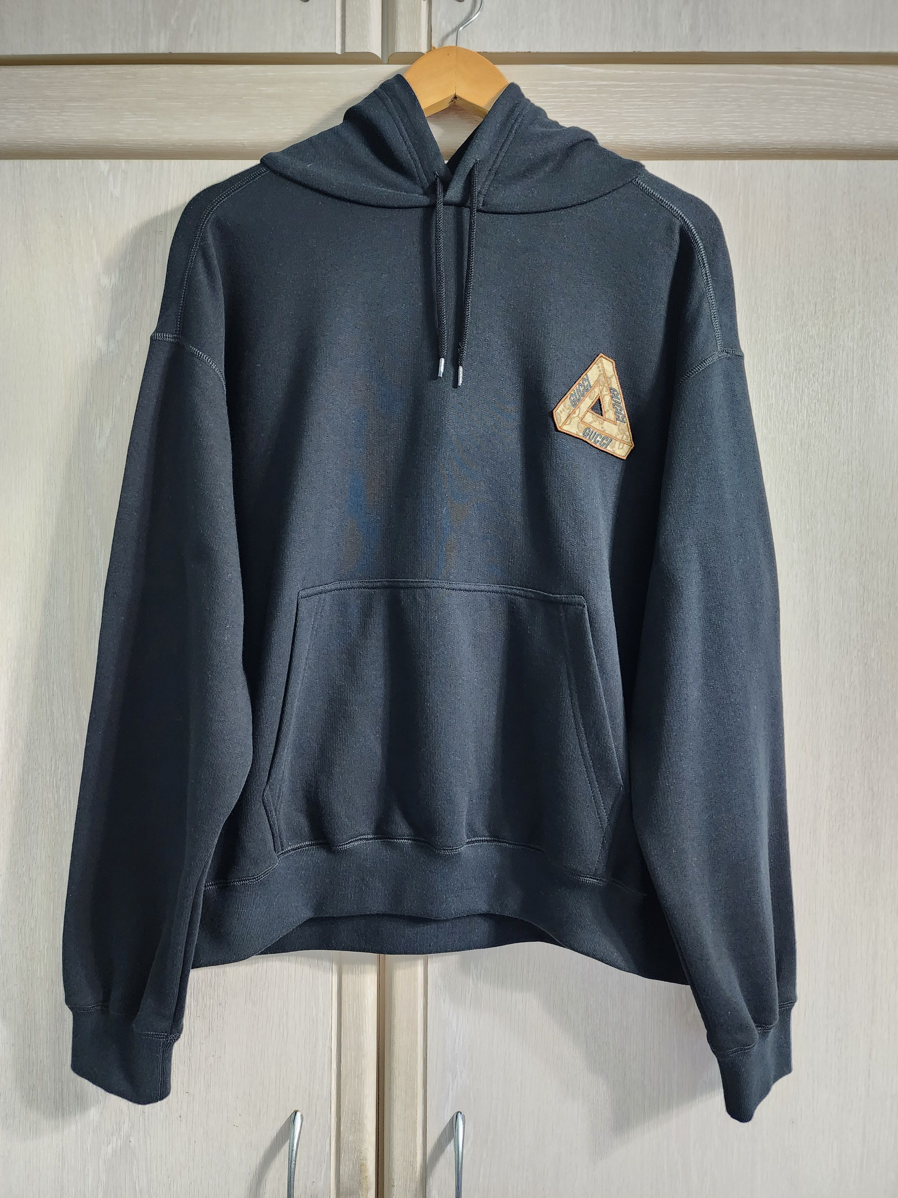 Pre-owned Gucci X Palace Gucci Tri-ferg Gg Patch Hoodie (sample) In Black