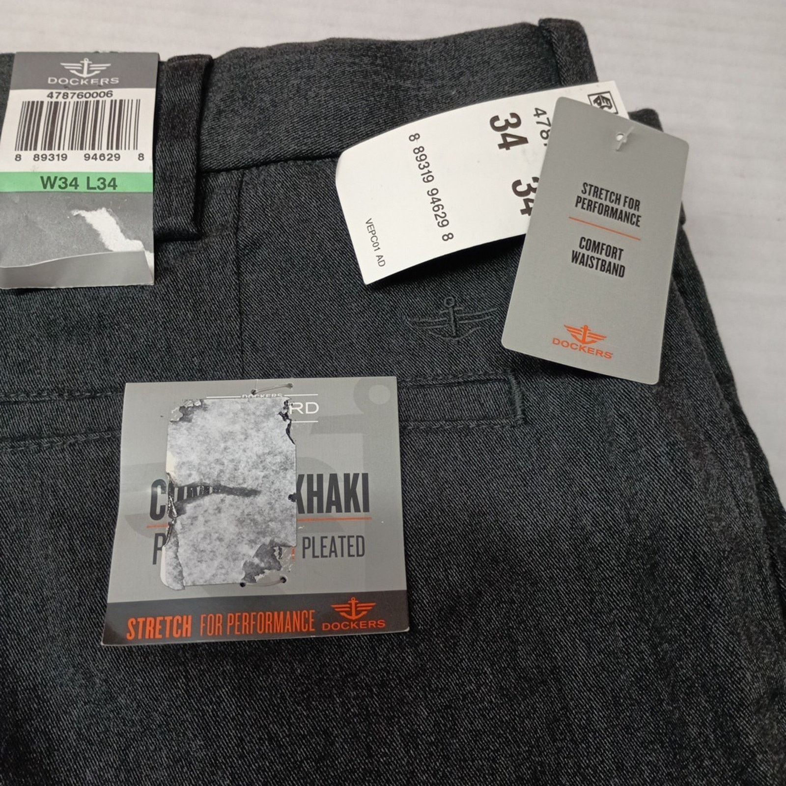 Dockers Dockers Comfort Khaki Pants Men's 34x34 Relaxed Pleated Gray Size US 34 / EU 50 - 2 Thumbnail