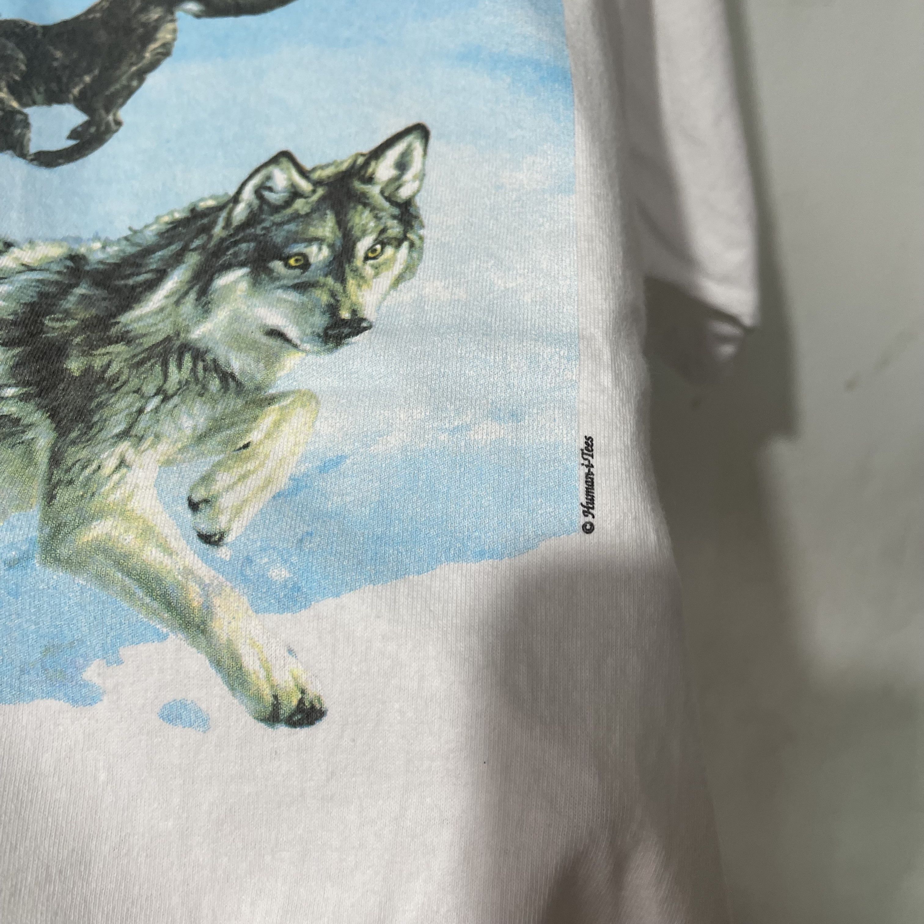 Vintage Vintage 90s Human-I-Tees “Spirit of the Wild” Wolves T-Shirt Size US XXL / EU 58 / 5 - 3 Thumbnail