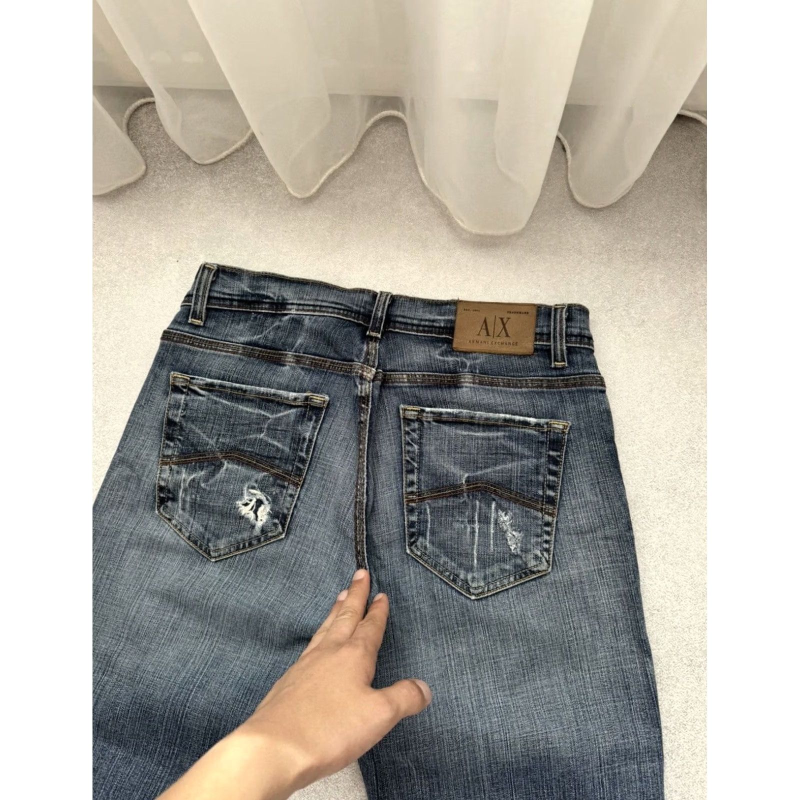 Armani Exchange Armani Exchange Jeans Distressed 90s Vintage Denim Men 30x32 Blue Regular Straight Pants Shirt? Size US 30 / EU 46 - 6 Thumbnail
