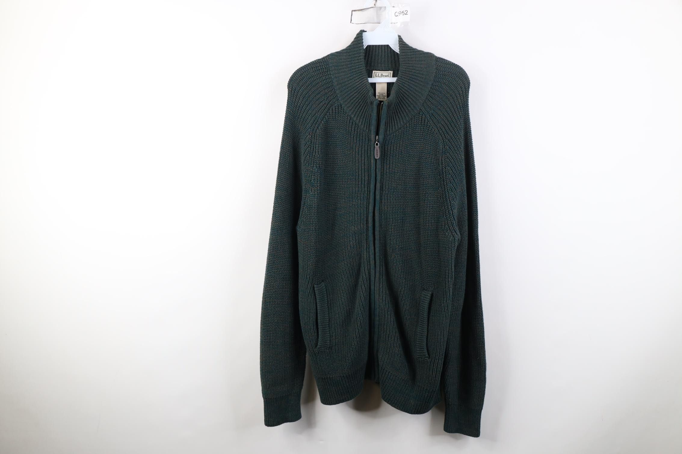 L.L. Bean Vintage 90s Y2K LL Bean Heavy Cotton Ribbed Knit Zip Sweater Size US M / EU 48-50 / 2 - 1 Thumbnail