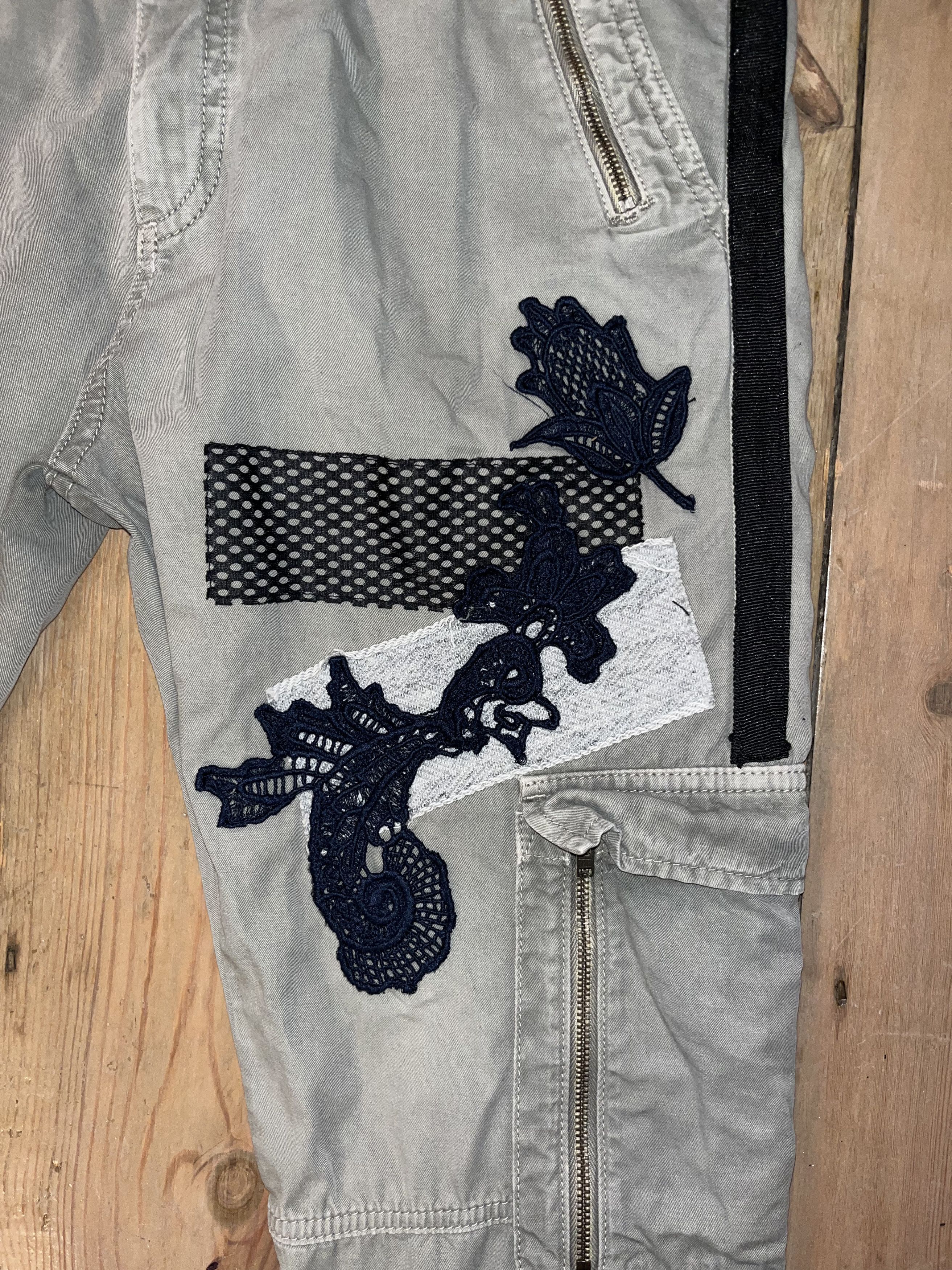 James Long × Japanese Brand Avant Garde Appliqué Patchwork Trousers Size US 30 / EU 46 - 3 Thumbnail