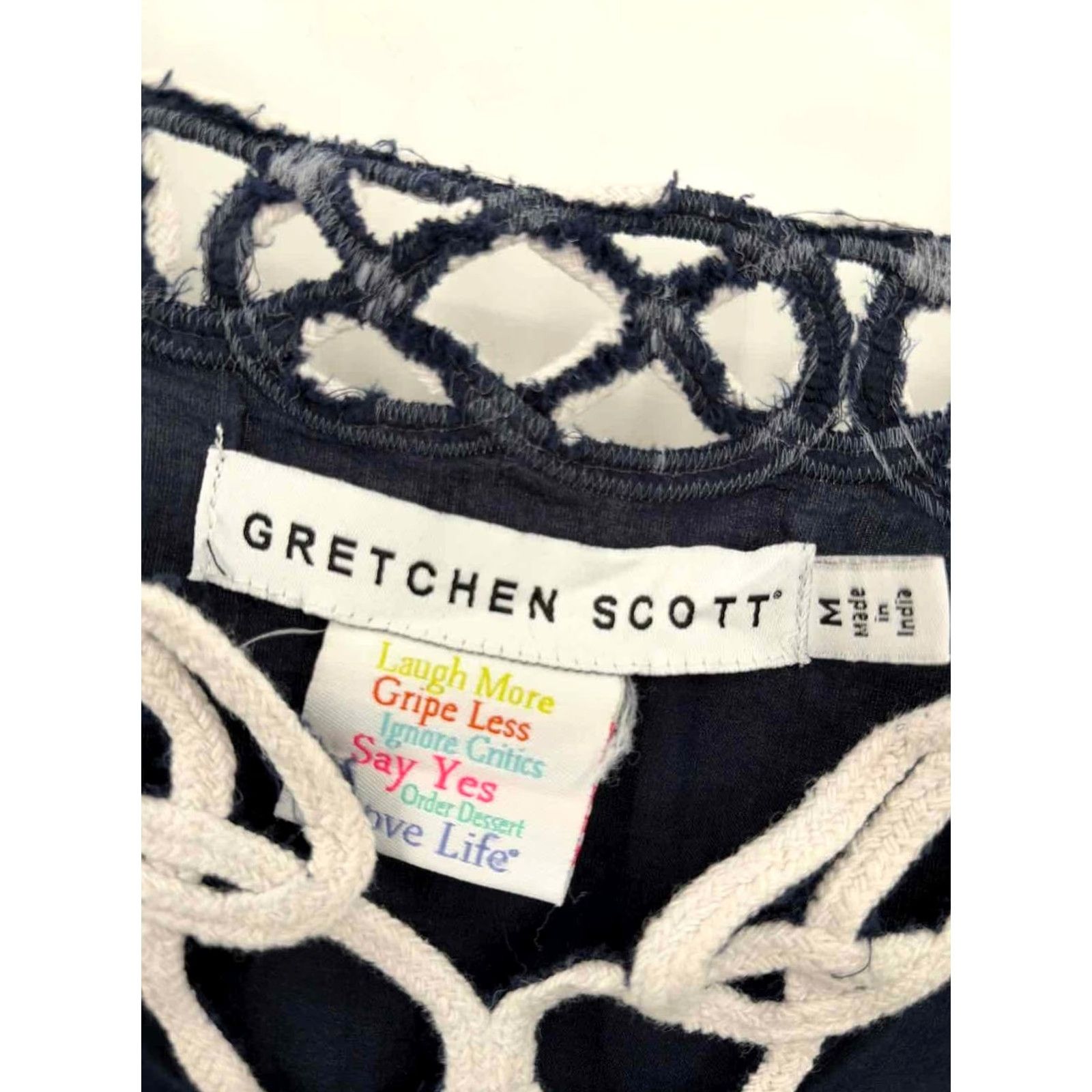 Vintage Gretchen Scott Blouse Navy Medium Size M / US 6-8 / IT 42-44 - 2 Thumbnail