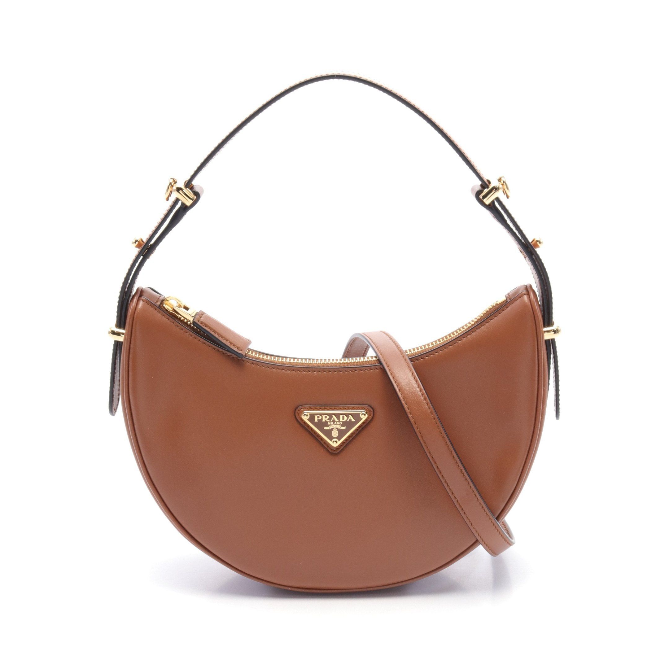 Prada Prada Soft Calf Arke Handbag Leather Brown Size ONE SIZE - 1 Thumbnail