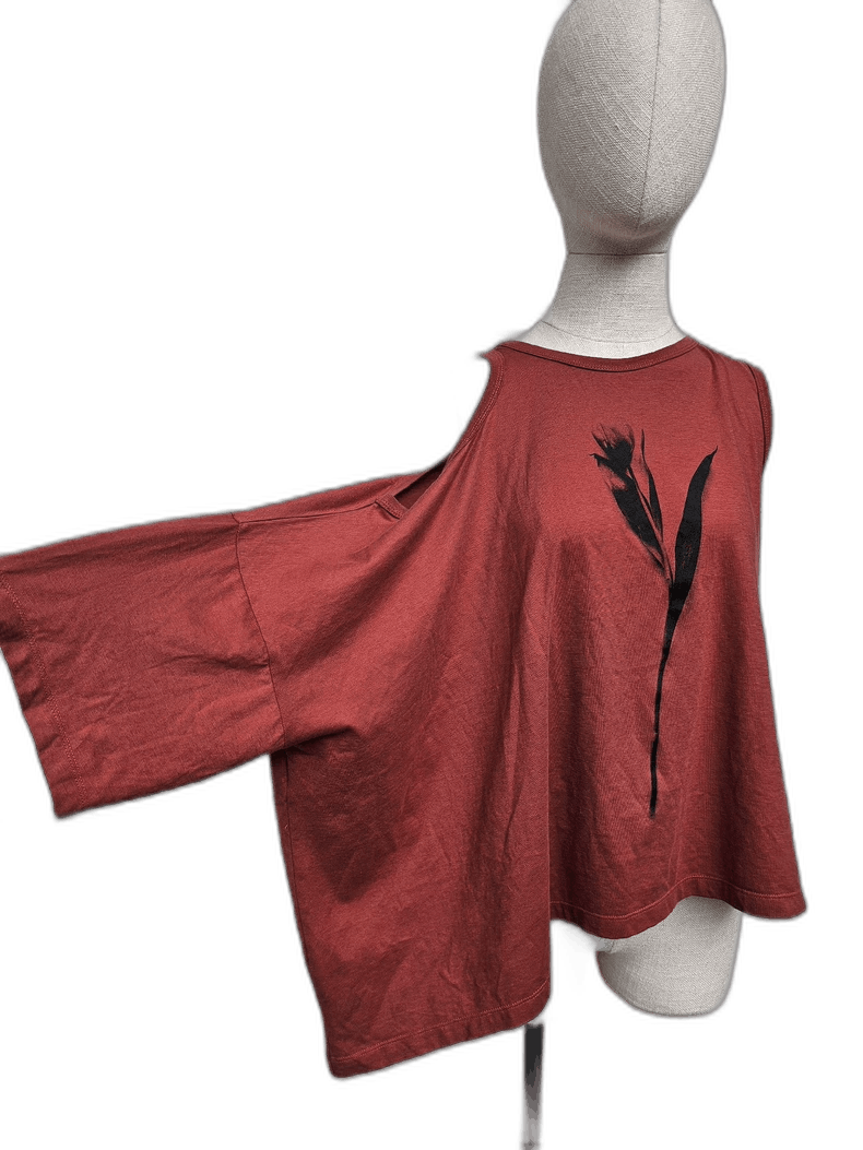 Ann Demeulemeester Asymmetrical Red Women's T-Shirt Size M / US 6-8 / IT 42-44 - 1 Thumbnail