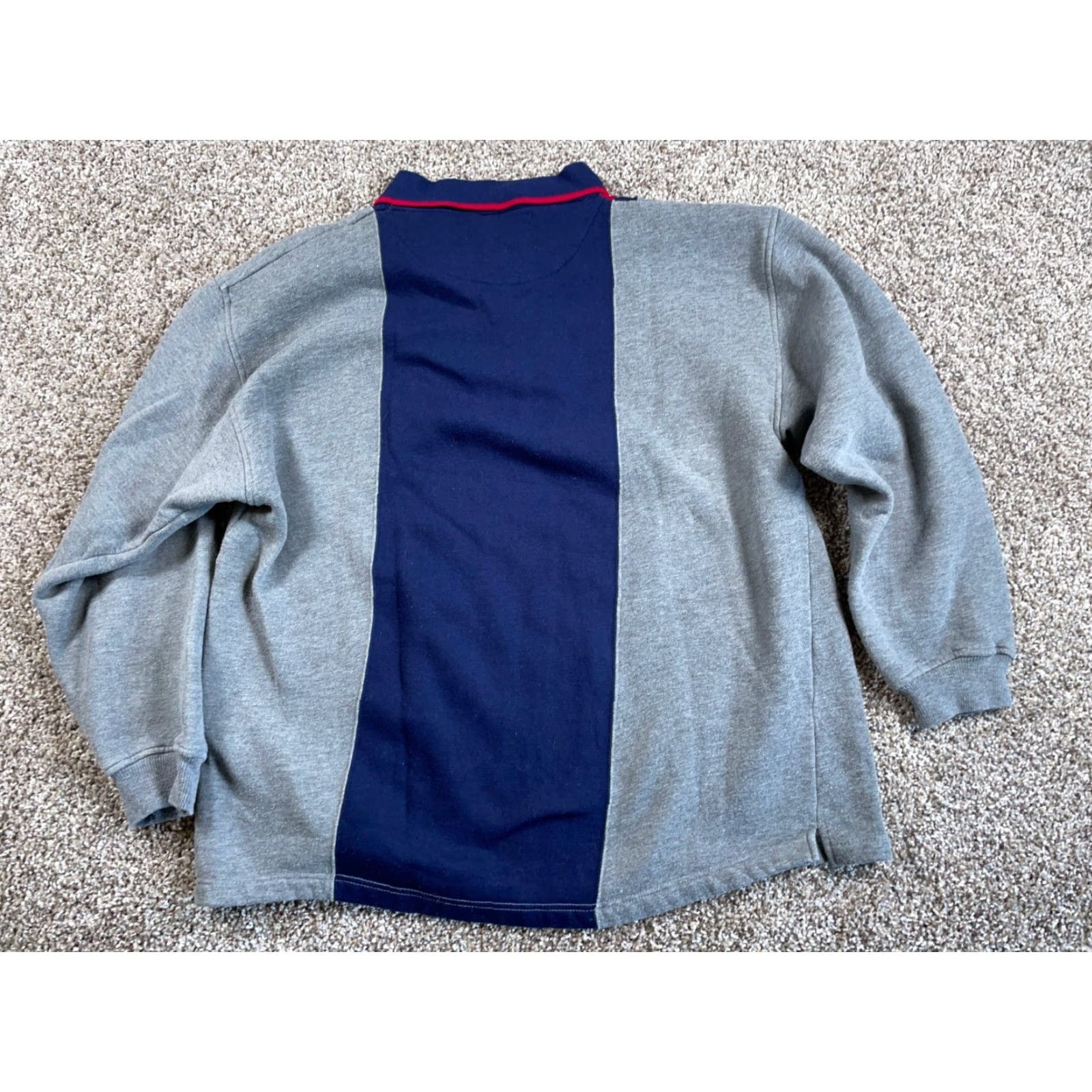 Vintage VINTAGE Olympic Sweater Shirt Men XL Gray Red Blue Striped Collared Pullover 90s Preppy Heavyweight Knit Size US XL / EU 56 / 4 - 2 Thumbnail