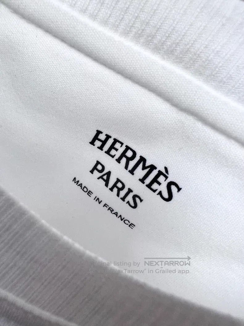 Hermes Hermes White plain knitted embroidered short-sleeve T-shir Size XXS / US 00 / IT 34 - 5 Thumbnail