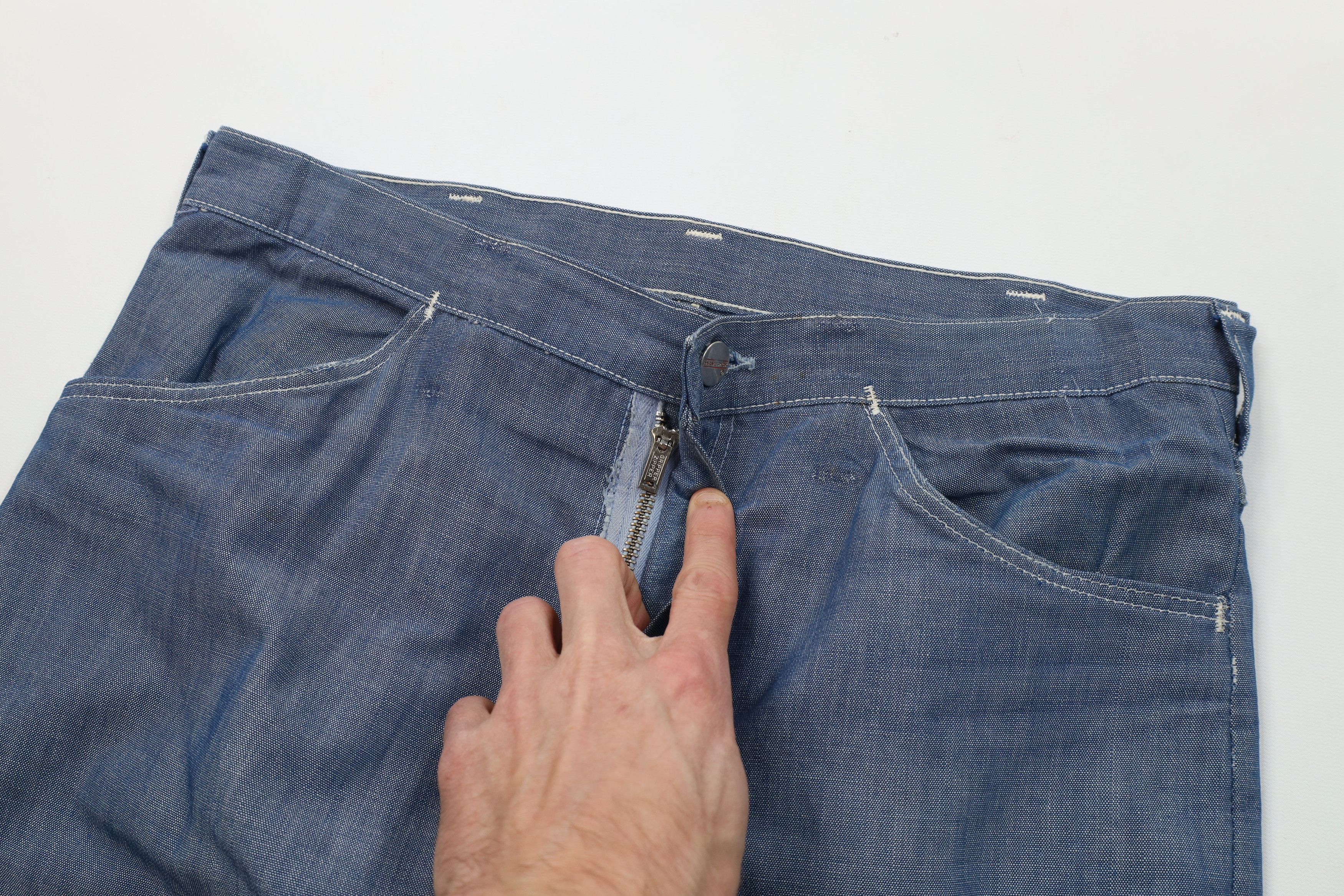 Vintage Vintage 60s Streetwear Chambray Flared Wide Leg Jeans USA Size US 34 / EU 50 - 7 Thumbnail