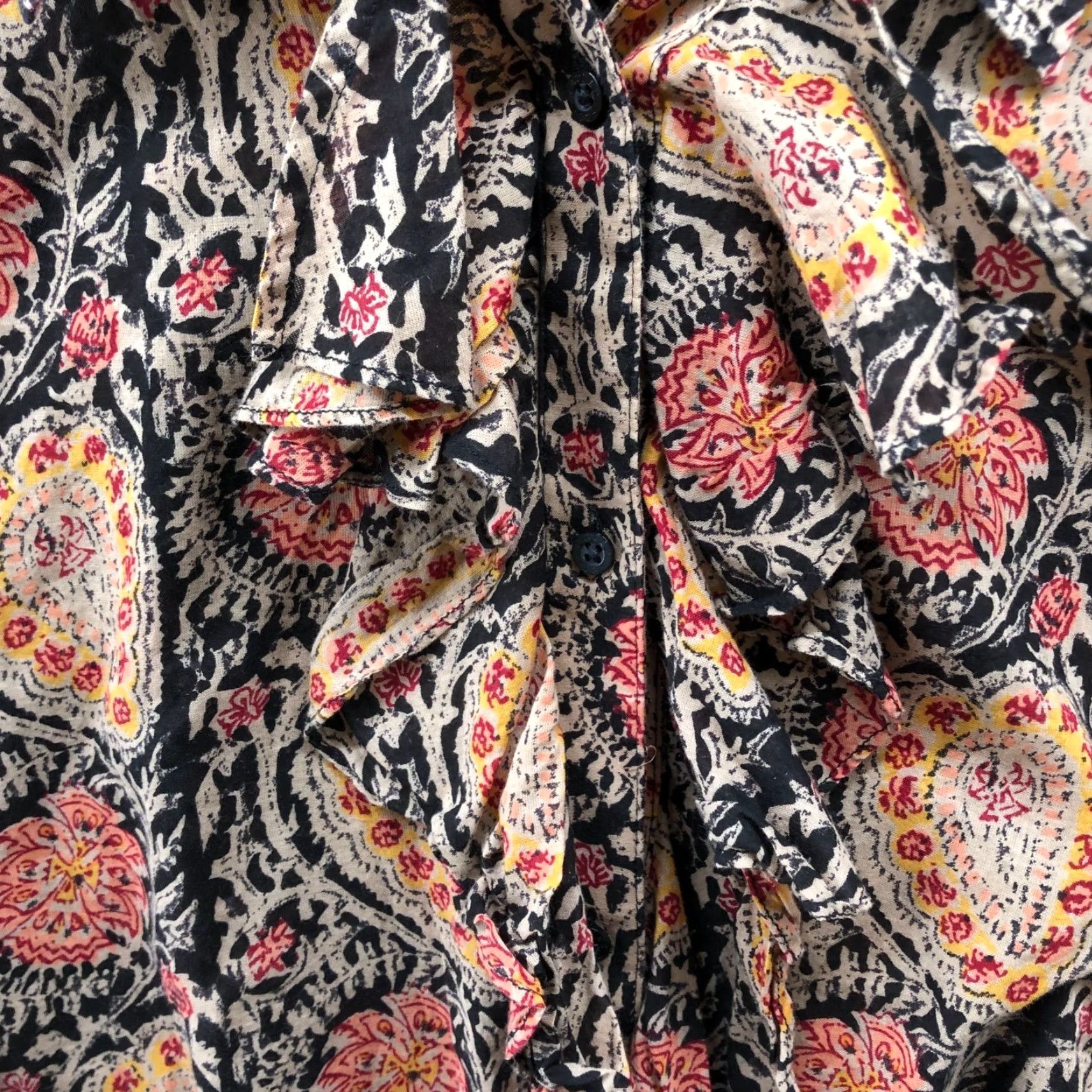Ralph Lauren Lauren Ralph Lauren Blouse Womens 3XL 3/4 Sleeve Paisley Print Orange Bohemian Cotton Ruffle Shirt Adult Womens Slim Casual Shirt? Size XXL / US 16-18 / IT 52-54 - 8 Thumbnail