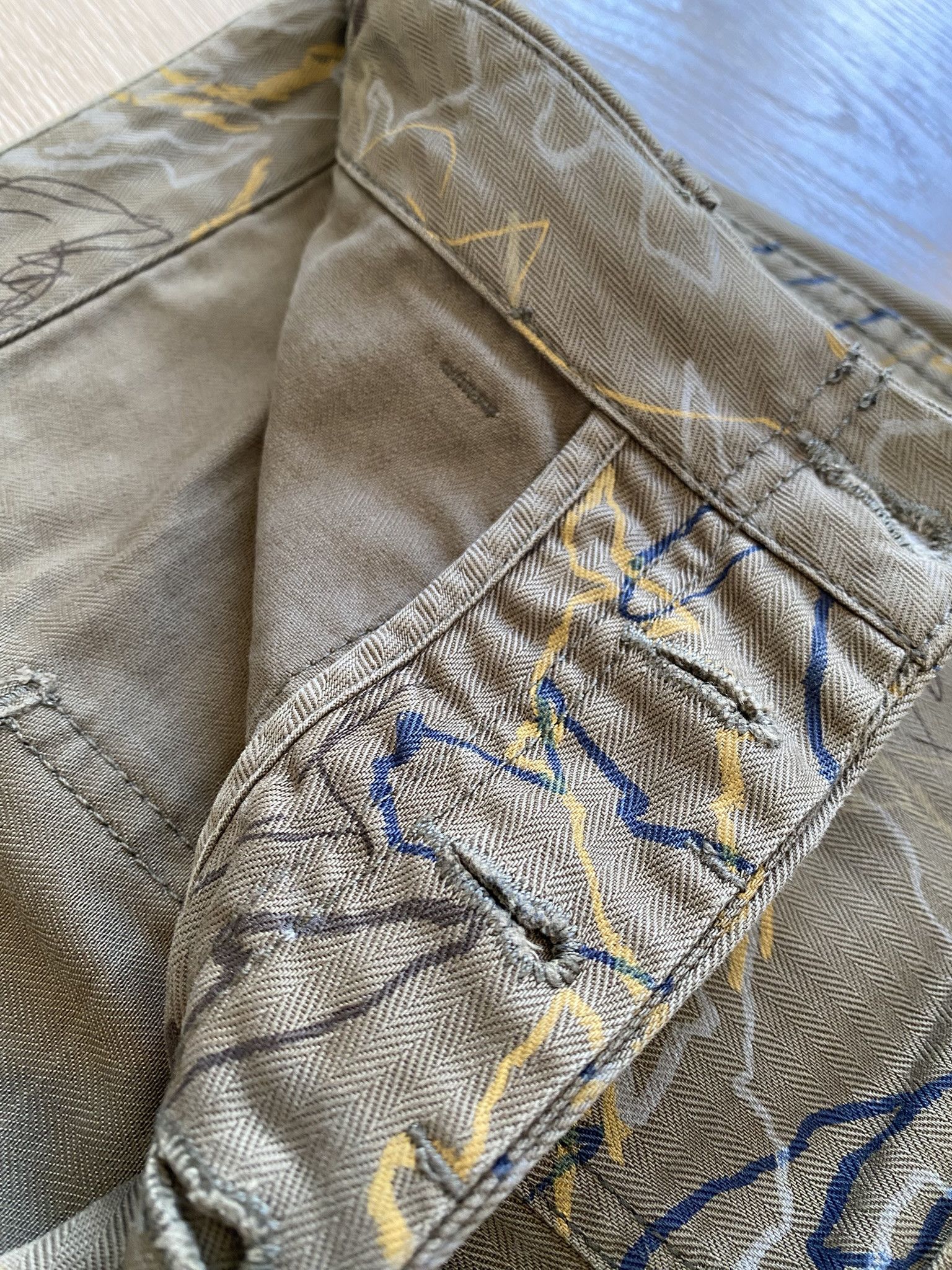 Our Legacy × Wood Wood 46/S - Green AOP Trousers - Herringbone Weave Size US 30 / EU 46 - 16 Thumbnail