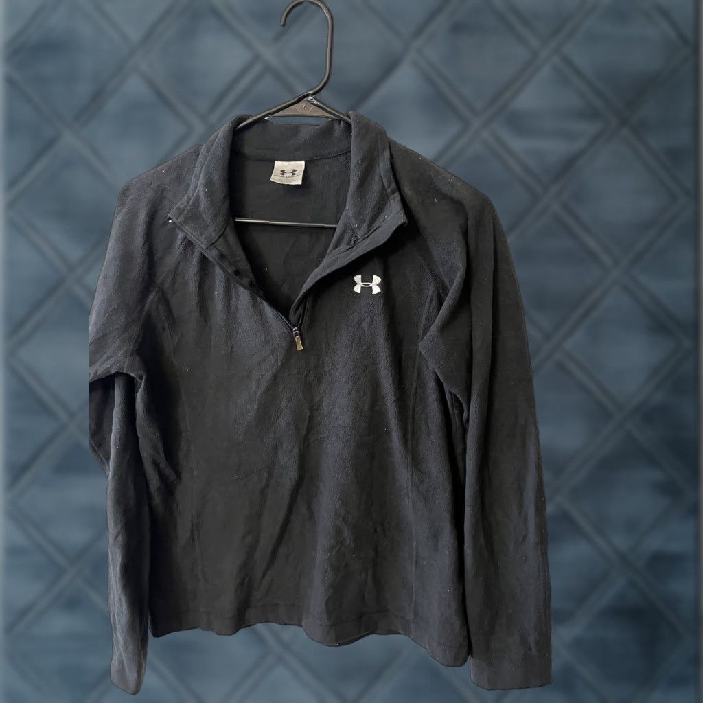 Under Armour Under Armour Sweater Shirt Men M Black High Neck Knit Logo Pullover All Seasons Vintage No | 1/4 Zip | Gray Exterior | Size M Mens Size US M / EU 48-50 / 2 - 1 Thumbnail