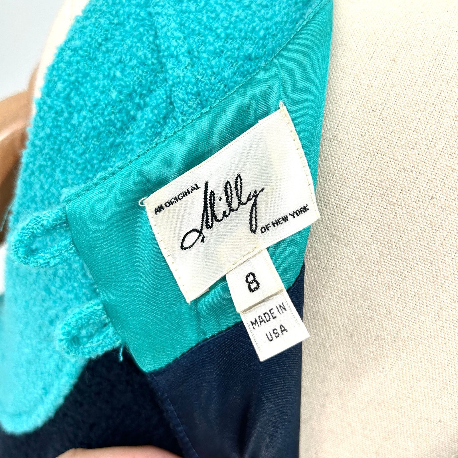 MILLY Teal Navy Colorblock Satin Lined Pencil Dress Size M / US 6-8 / IT 42-44 - 6 Thumbnail