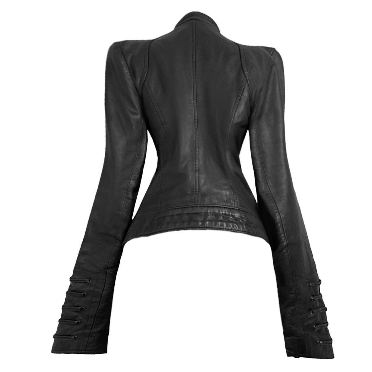 Vintage Avant-garde leather moto bomber jacket Size S / US 4 / IT 40 - 2 Thumbnail
