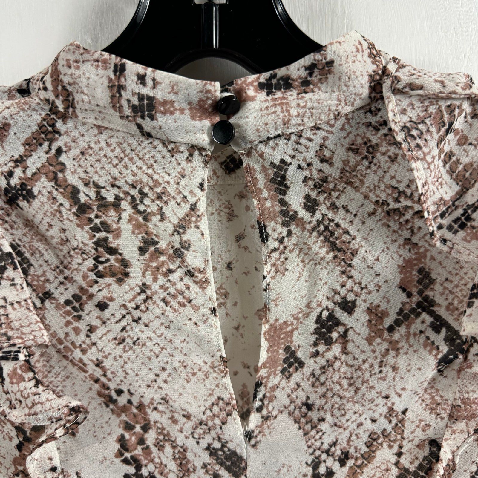 Karen Millen Karen Millen brown cream snake print ruffle trip high neck Size M / US 6-8 / IT 42-44 - 6 Thumbnail