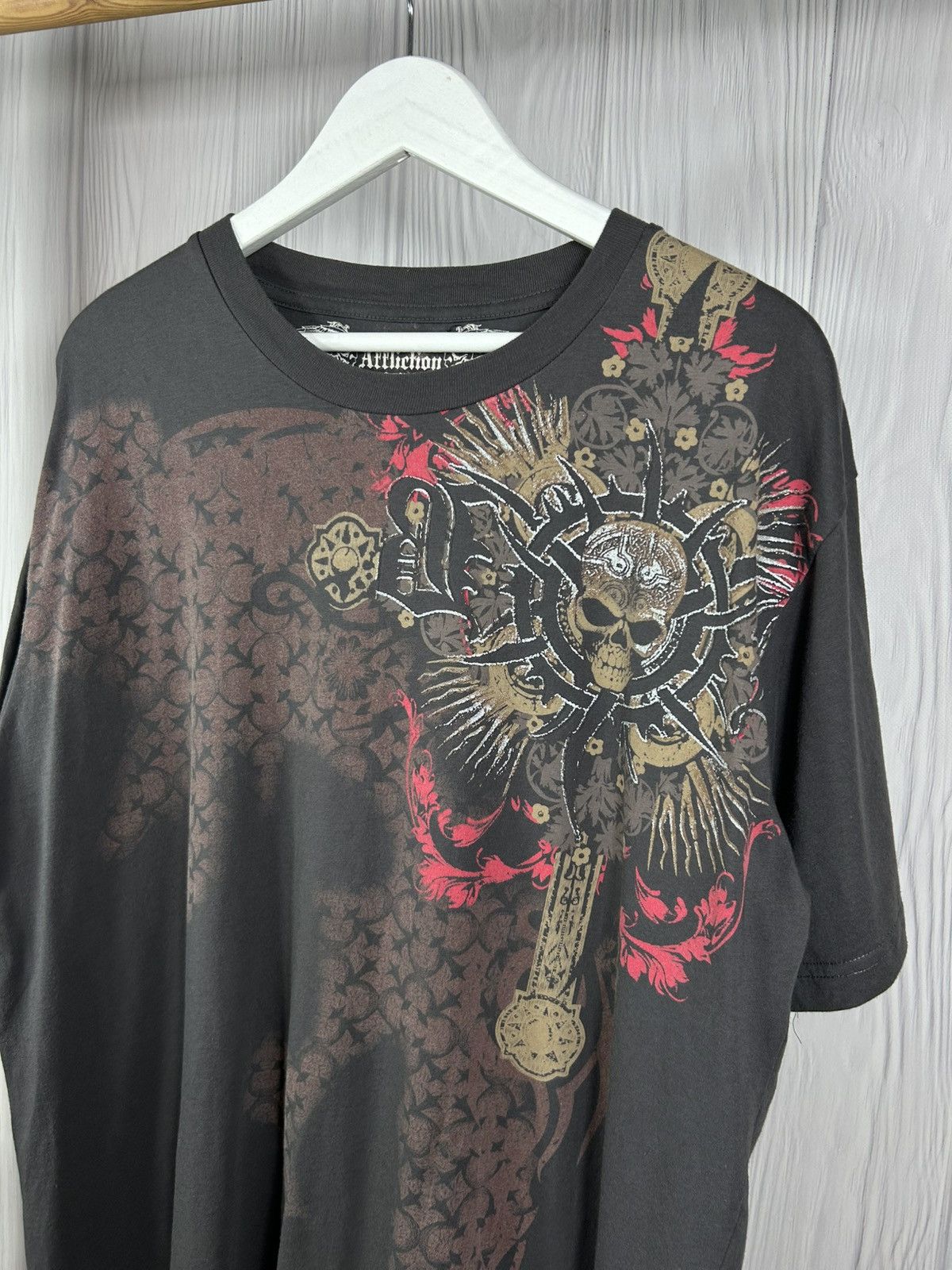 Affliction Y2K Affliction All Over Priinted Skull Big Logo T-Shirt USA Size US XL / EU 56 / 4 - 4 Thumbnail