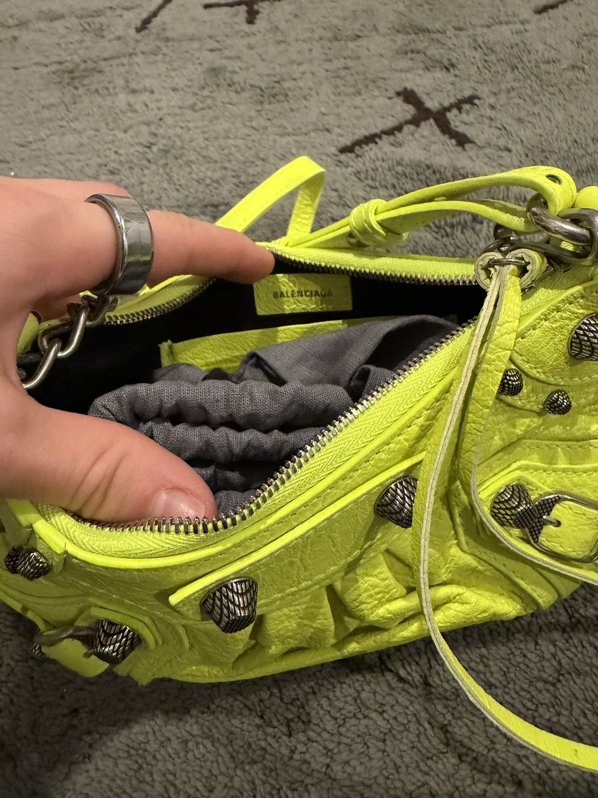 Balenciaga WOMEN'S LE CAGOLE MINI BAG WITH CHAIN IN FLUO YELLOW Size ONE SIZE - 9 Thumbnail