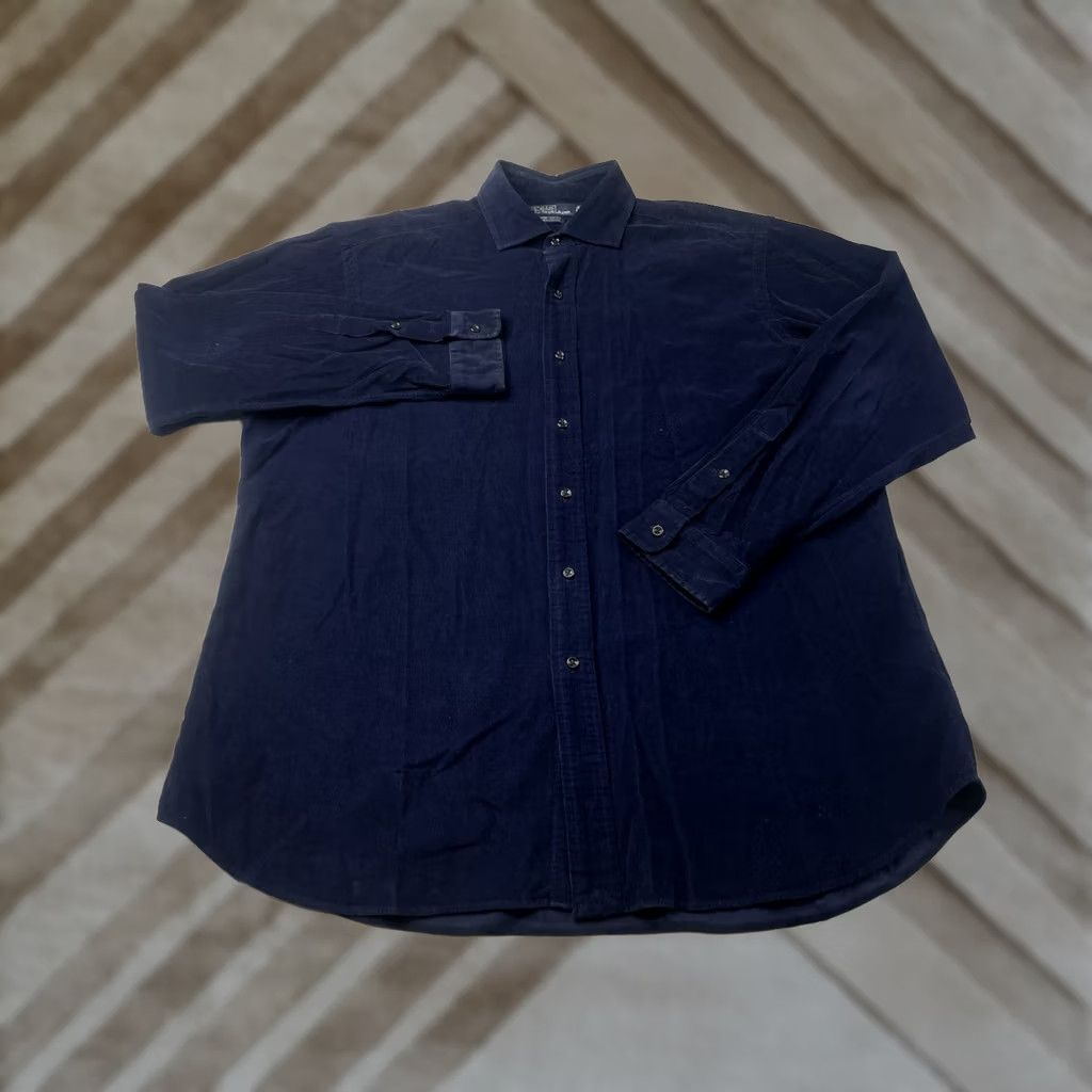 Polo Ralph Lauren VINTAGE Polo Ralph Lauren Westerton Mens XL Navy Blue Corduroy Button Down Shirt Size US XL / EU 56 / 4 - 1 Thumbnail