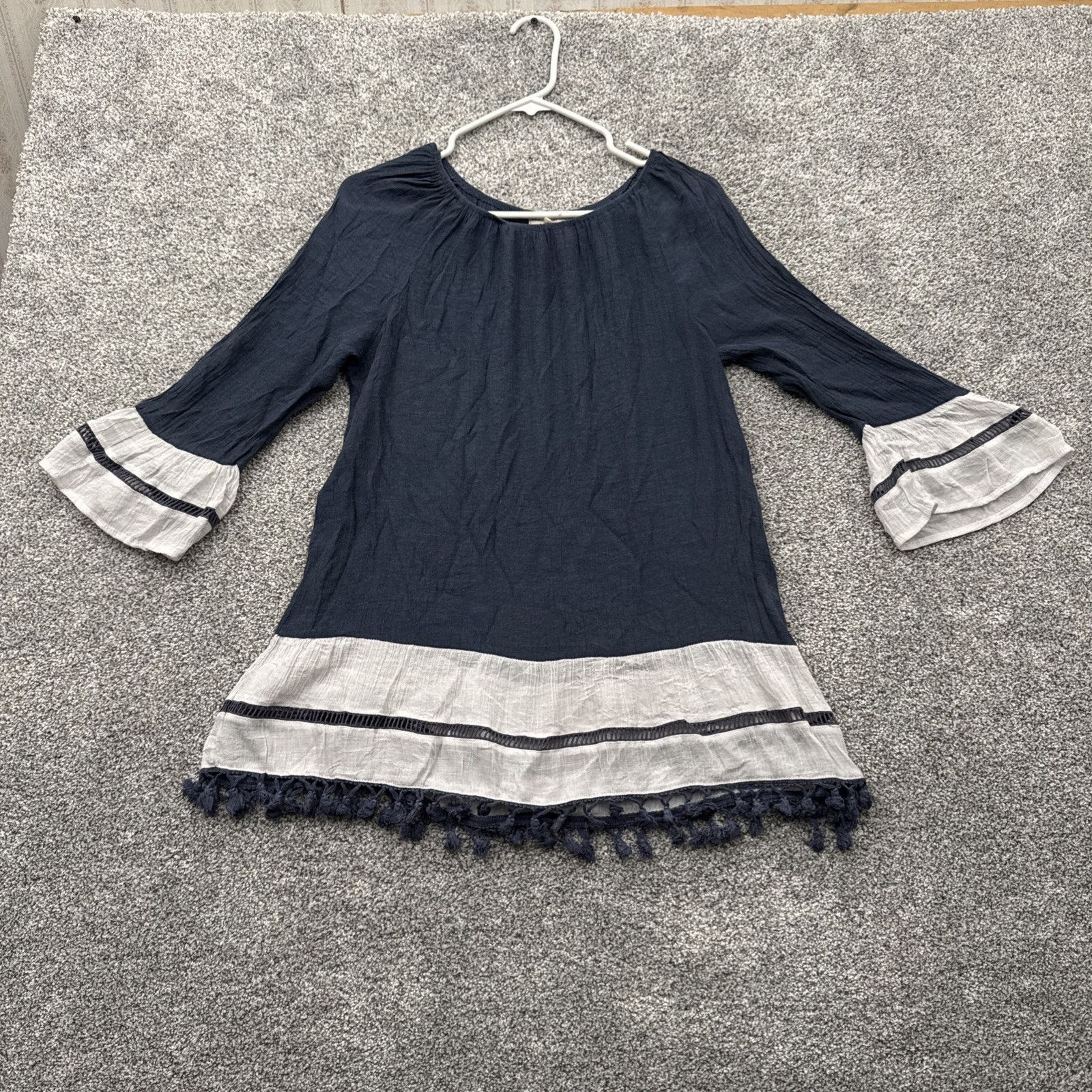 Other Indigo Soul Tunic Top Women M Boho Peasant Tassel Trim Chic Size M / US 6-8 / IT 42-44 - 1 Thumbnail
