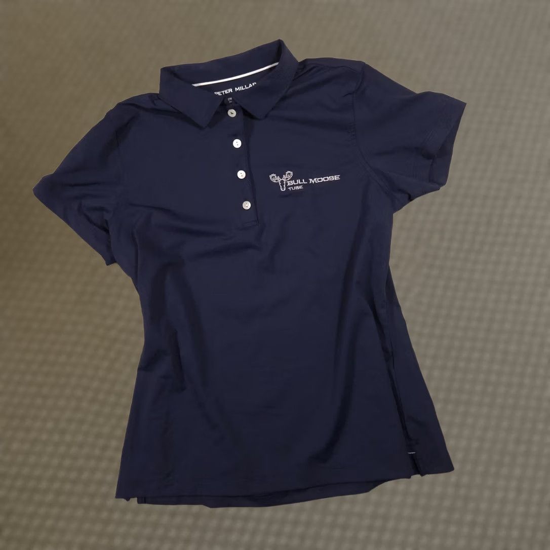 Peter Millar Peter Millar Polo Shirt Womens M Blue Solid Golf Short Sleeve Embroidered Bull Moose Tube Crown Logo Size M / US 6-8 / IT 42-44 - 1 Thumbnail