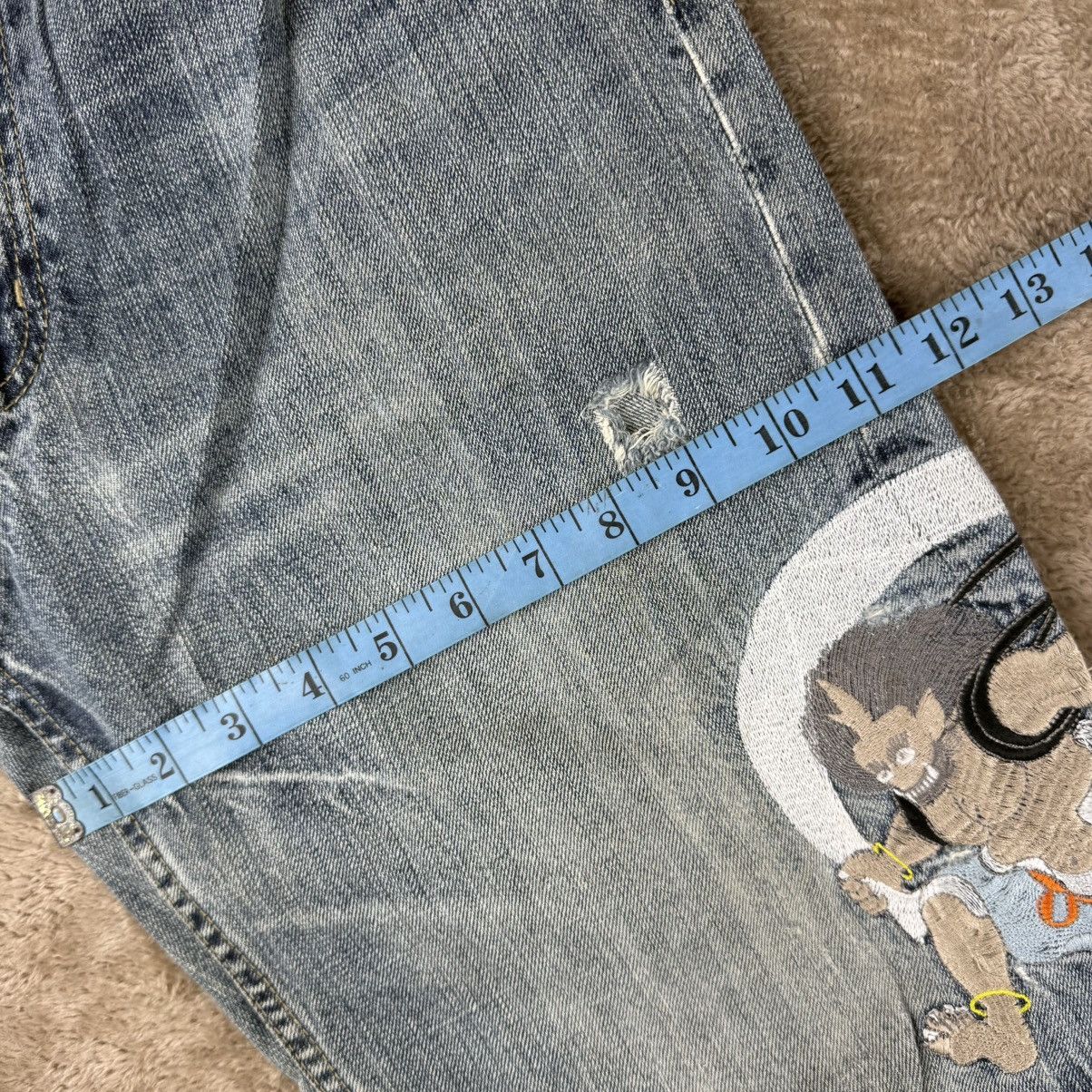 Japanese Brand Vtg art jeans denim sukajan sashiko distressed baggy Size US 31 - 16 Thumbnail