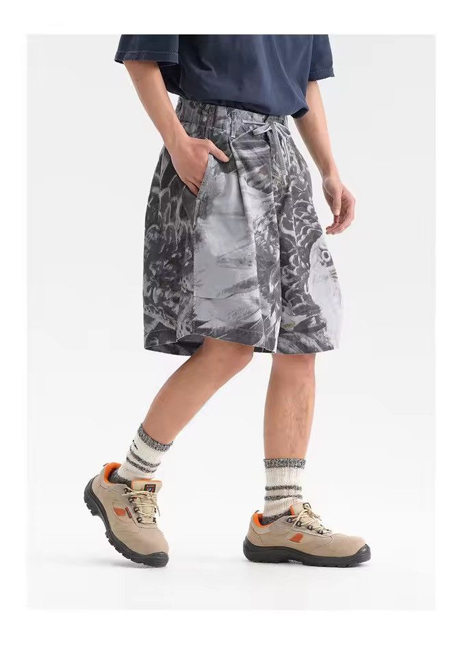 Designer Printed Streetwear Baggy Wide Leg Cargo Shorts Size US 32 / EU 48 - 5 Thumbnail