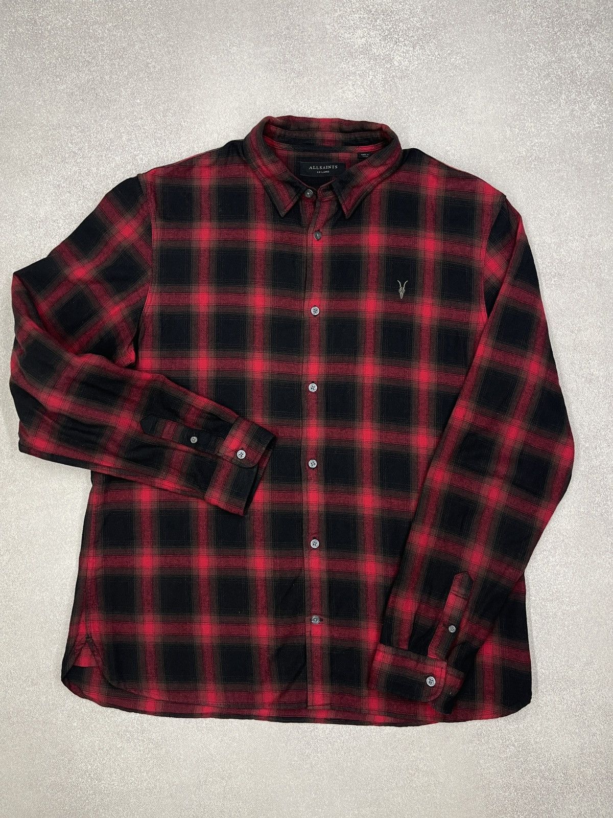 Allsaints Mens AllSaints Windham Shirt Into a Cage Red/Black Y2K Size US XXL / EU 58 / 5 - 2 Thumbnail