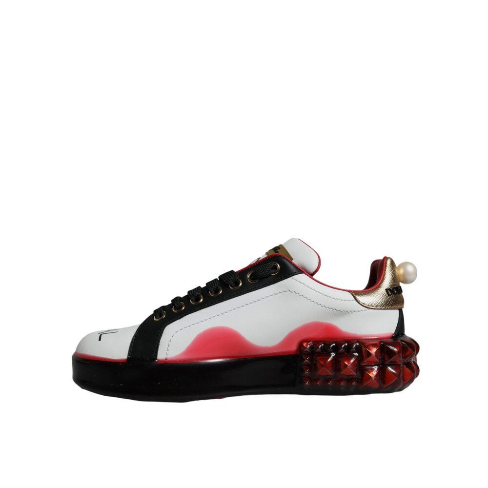 Dolce & Gabbana Dolce & Gabbana White Red Crystals Leather Portofino Sneaker Size US 6.5 / IT 36.5 - 5 Thumbnail