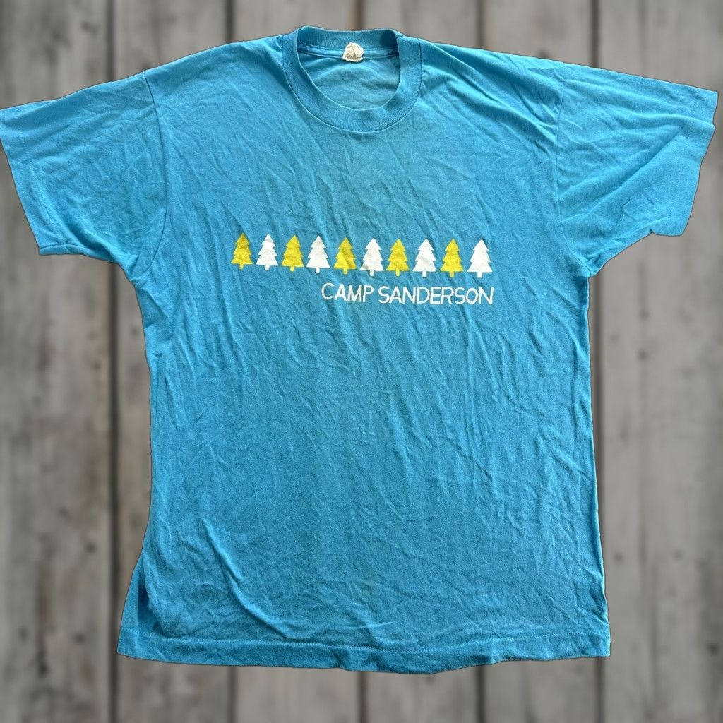 Vintage VINTAGE Camp Sanderson Shirt Mens XL Blue Graphic Trees Single Stitch 50/50 Shirt Mens XL Blue Graphic Camp Sanderson Trees Vintage Screen Stars 50/50 Size US XL / EU 56 / 4 - 1 Thumbnail