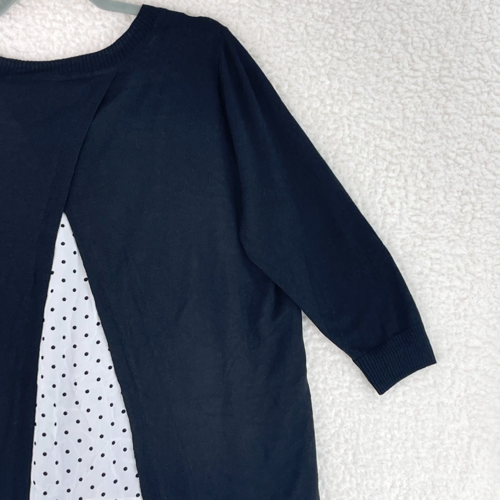 Vintage Roz & Ali Black Layered Long Sleeve Knit Shirt Womens Crew Neck Pullover Size 1X Size XL / US 12-14 / IT 48-50 - 3 Thumbnail