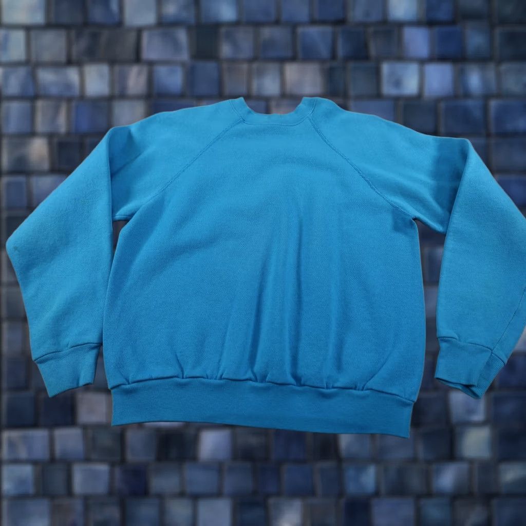 Tultex VINTAGE Tultex Sweatshirt Womens M Blue Blank Crewneck Fleece Pullover 90s Mens Womens Boys Girls Size M / US 6-8 / IT 42-44 - 1 Thumbnail