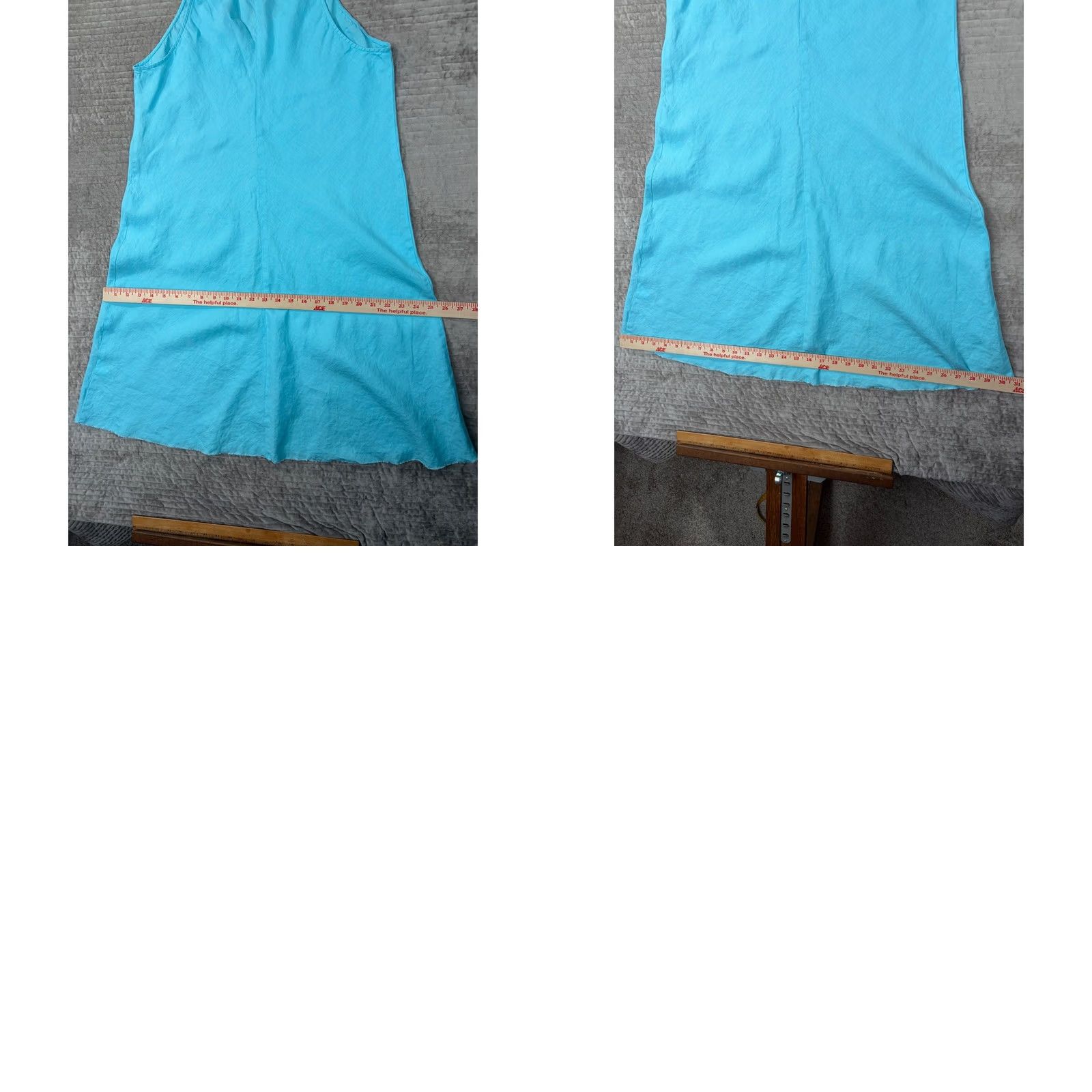 Eileen Fisher Eileen Fisher Organic Linen V-Neck Shift Dress Turquoise Blue Large Size L / US 10 / IT 46 - 8 Thumbnail