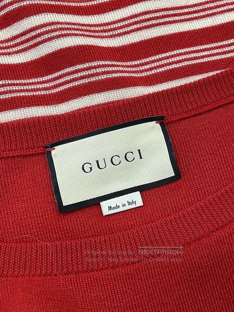 Gucci Gucci Red and white striped gold-coloured letter knitting Size M / US 6-8 / IT 42-44 - 3 Thumbnail