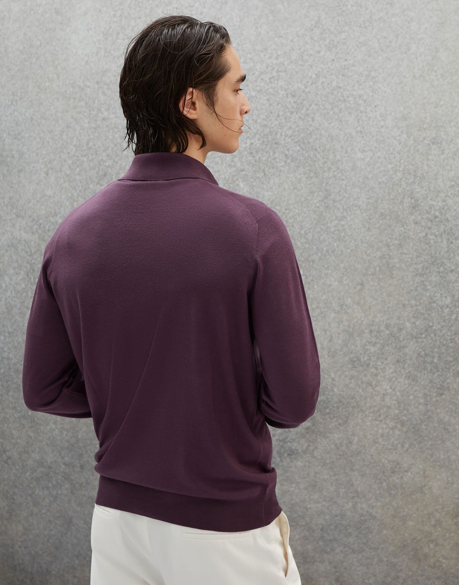 Brunello Cucinelli o1w1db10924 Polo Sweater in Purple Size US M / EU 48-50 / 2 - 2 Thumbnail
