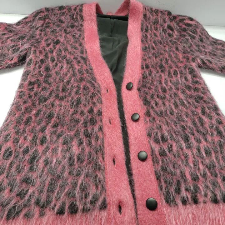 Saint Laurent Paris Saint Laurent Pink Leopard Print Cardigan -2507 Size XS / US 0-2 / IT 36-38 - 9 Thumbnail