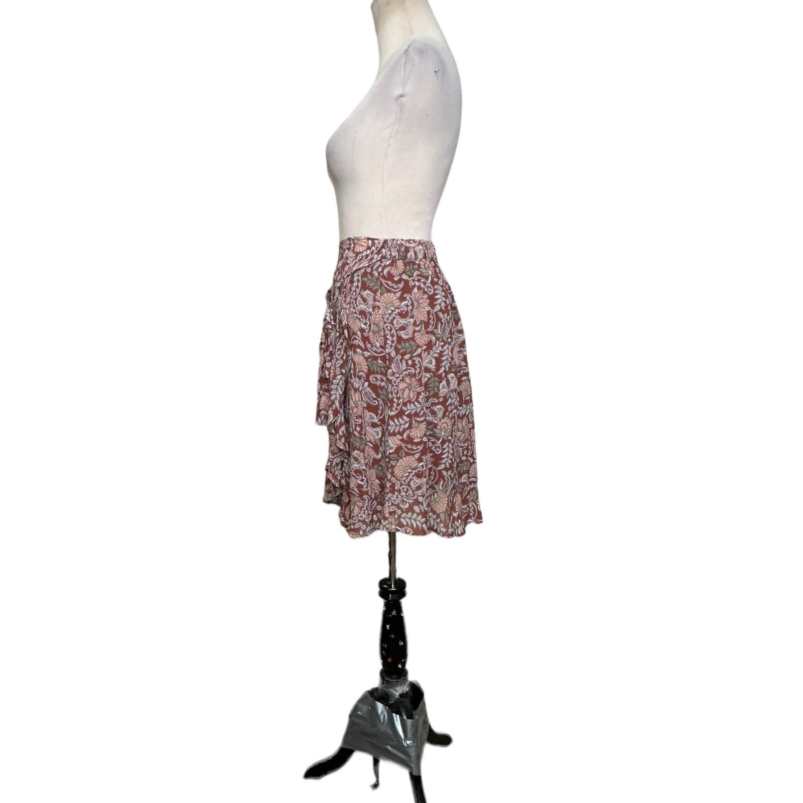 Anthropologie By Anthropologie brown floral pull on mini skirt size XS Size 30" / US 8 / IT 44 - 3 Thumbnail
