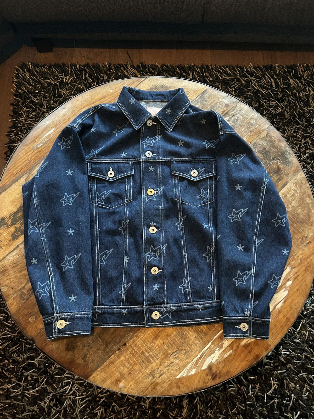 BAPE Sta Pattern Loose Fit Denim Jacket Black