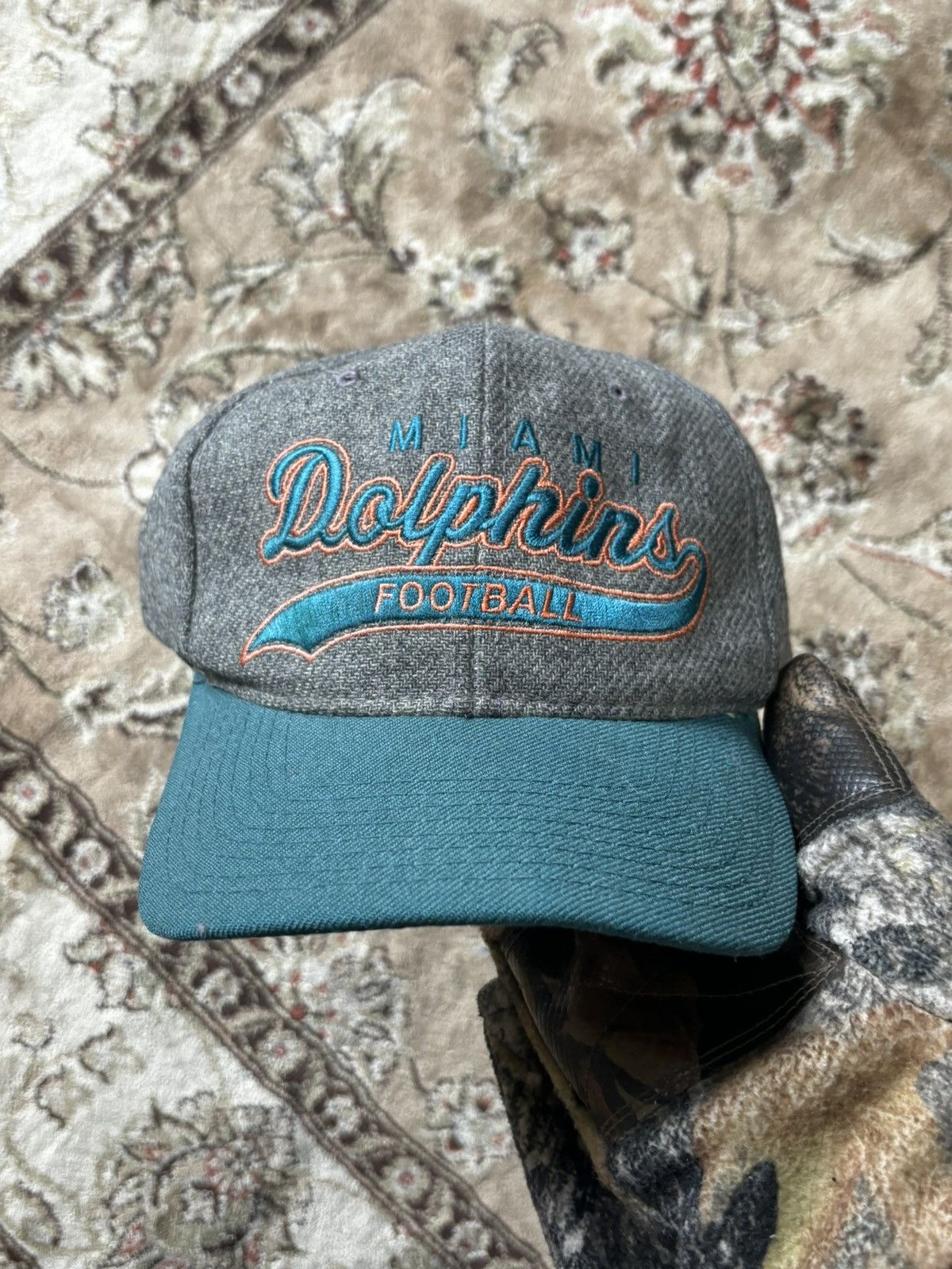 image of Nfl x Starter Vintage Wool Miami Dophins Starter Snapback in Grey, Men's