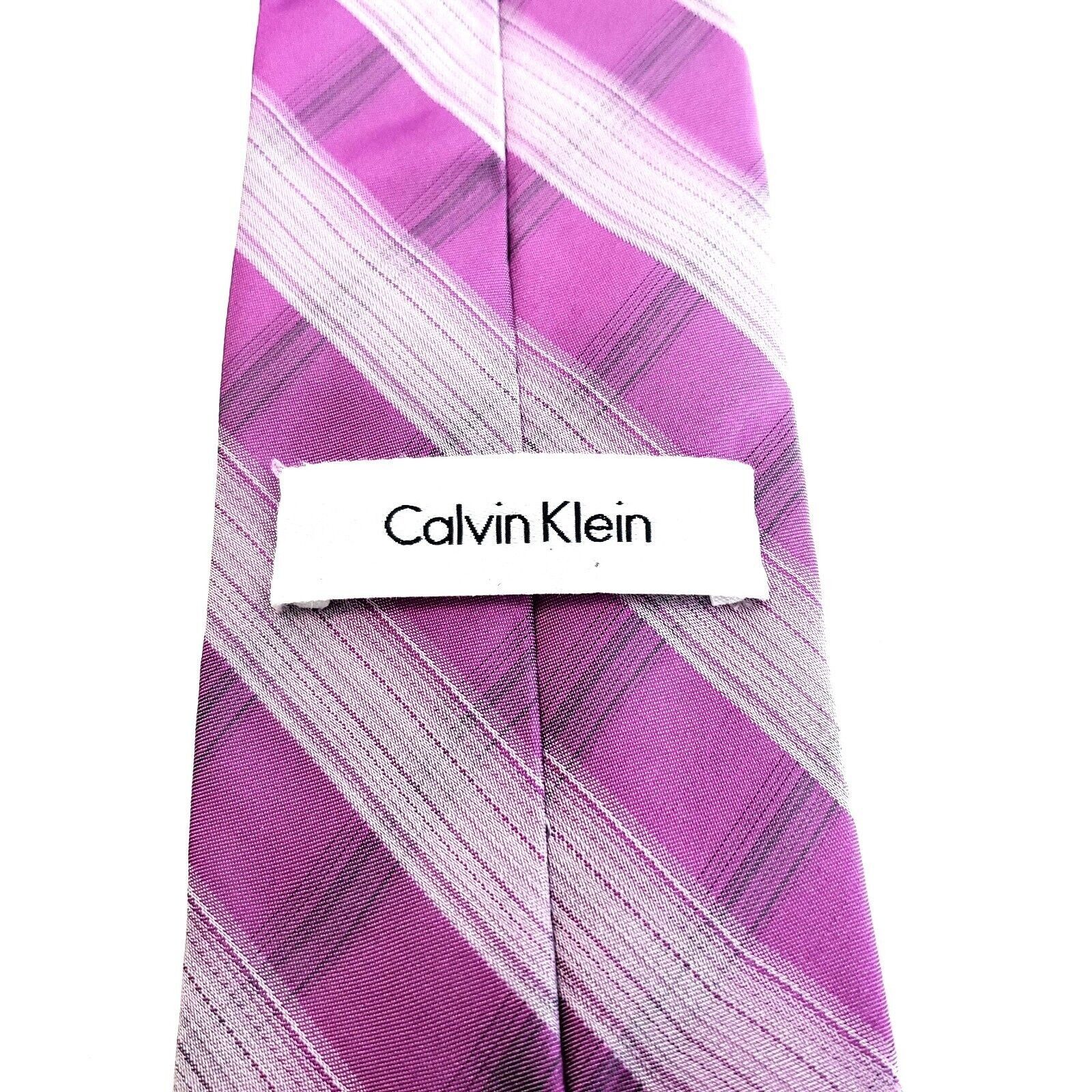 Calvin Klein Calvin Klein Pink Plaid Woven Silk Tie Size ONE SIZE - 3 Thumbnail