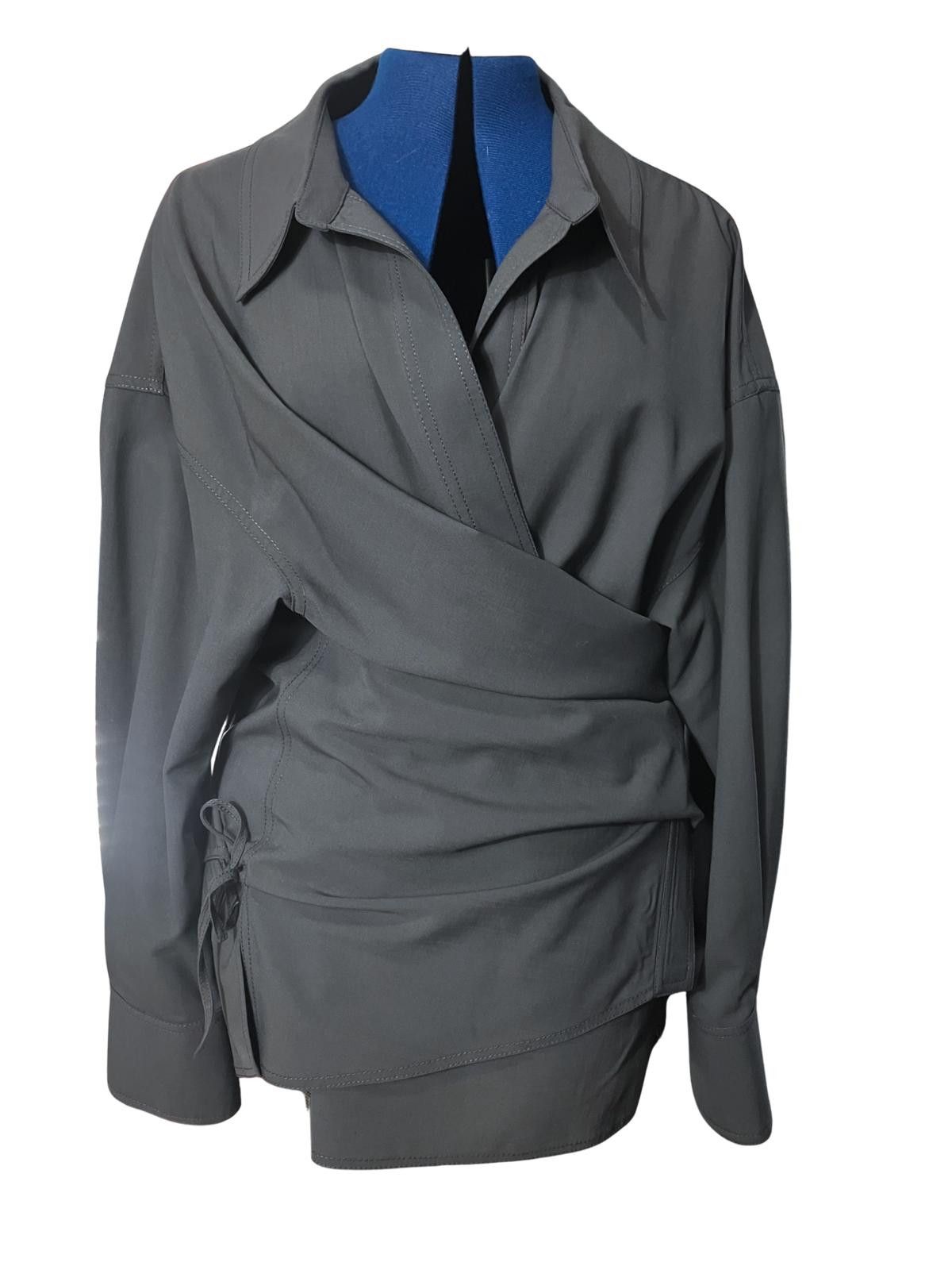 Zara ZARA Gray Wrap-Style Long Sleeve Shirt Size M / US 6-8 / IT 42-44 - 2 Thumbnail