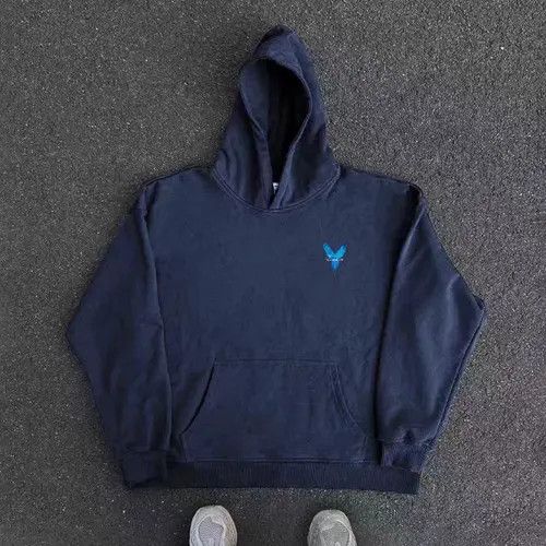 VIBE Vintage Street Hip Hop Blue Wing Print Hooded Sweatshirt Size US XL / EU 56 / 4 - 2 Thumbnail