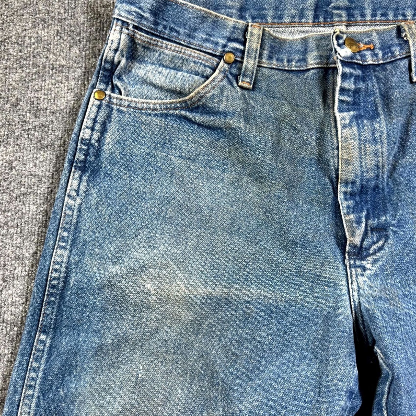 Wrangler Wrangler Cowboy Cut Straight Jeans Men's 35x32 Blue Denim Cotton Faded Workwear Size US 35 - 3 Thumbnail