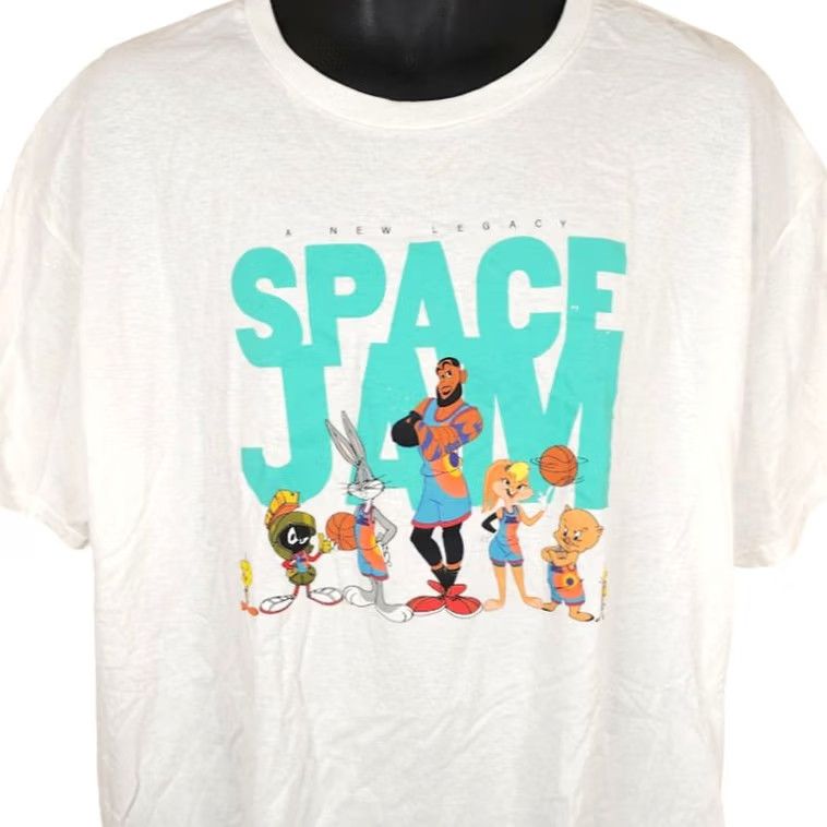Vintage Space Jam T Shirt Mens 2XL White A New Legacy LeBron James Tune Squad Cartoon Bugs Bunny Warner Bros Pac-Lab? Size US XXL / EU 58 / 5 - 2 Thumbnail
