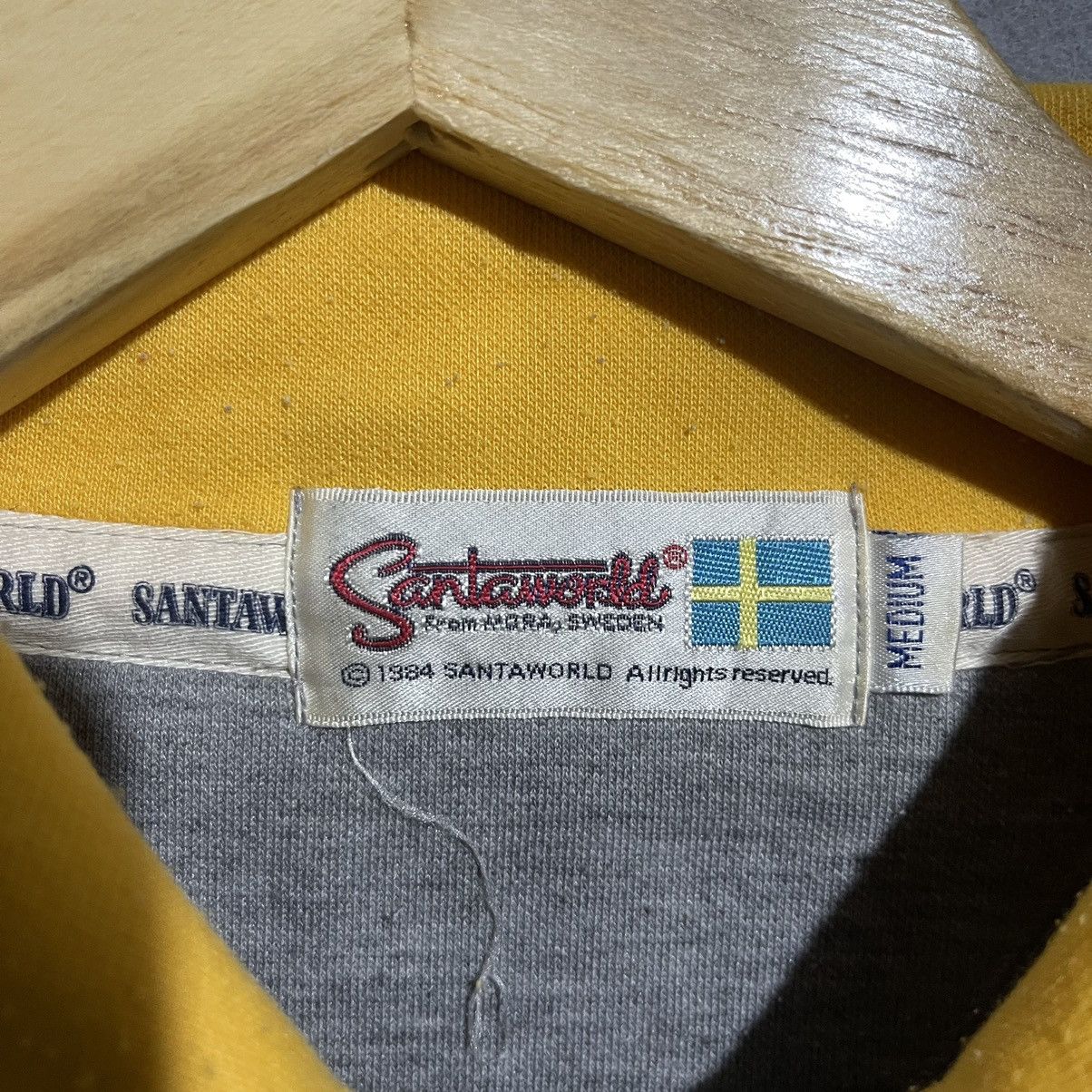 Vintage Vintage 90s Santaworld Sweden Rugby Sweatshirt Yellow/Grey Size US M / EU 48-50 / 2 - 8 Thumbnail