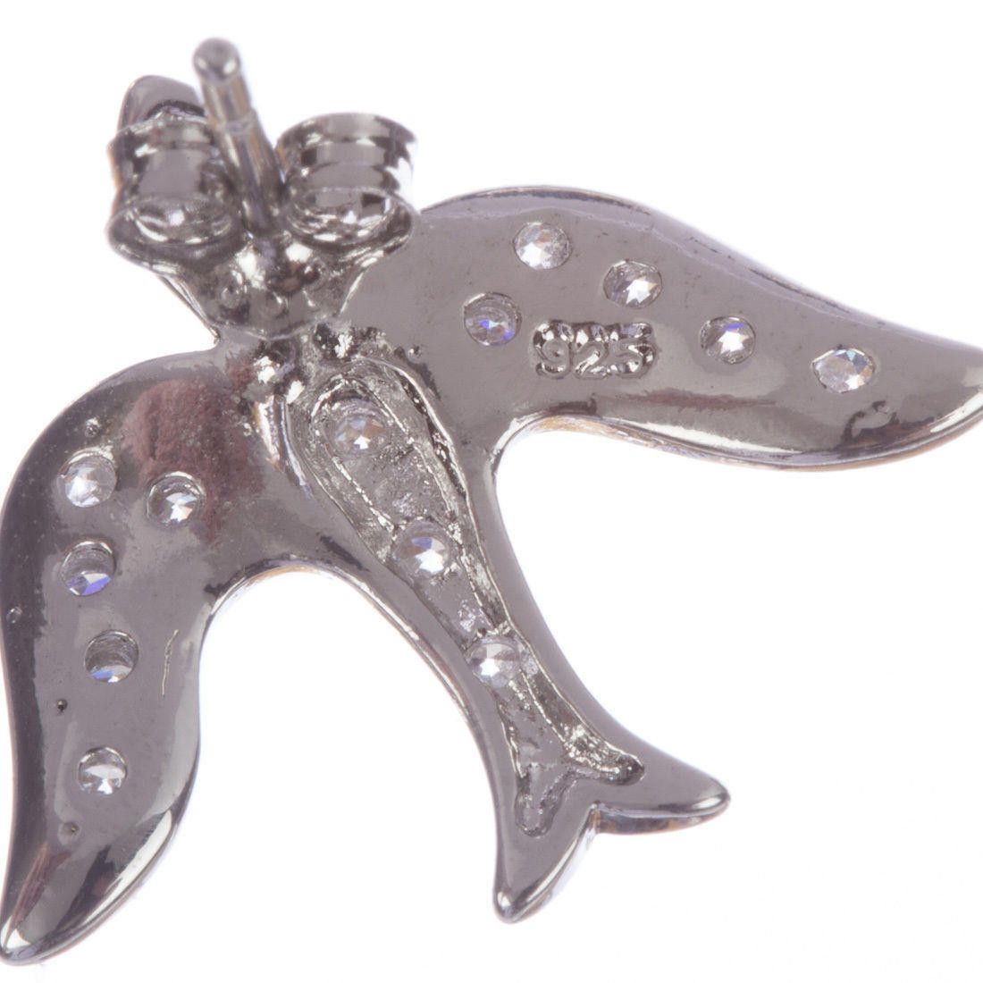 Designer Sterling Silver Dove Bird Cubic Zirconia Earrings Size ONE SIZE - 4 Thumbnail