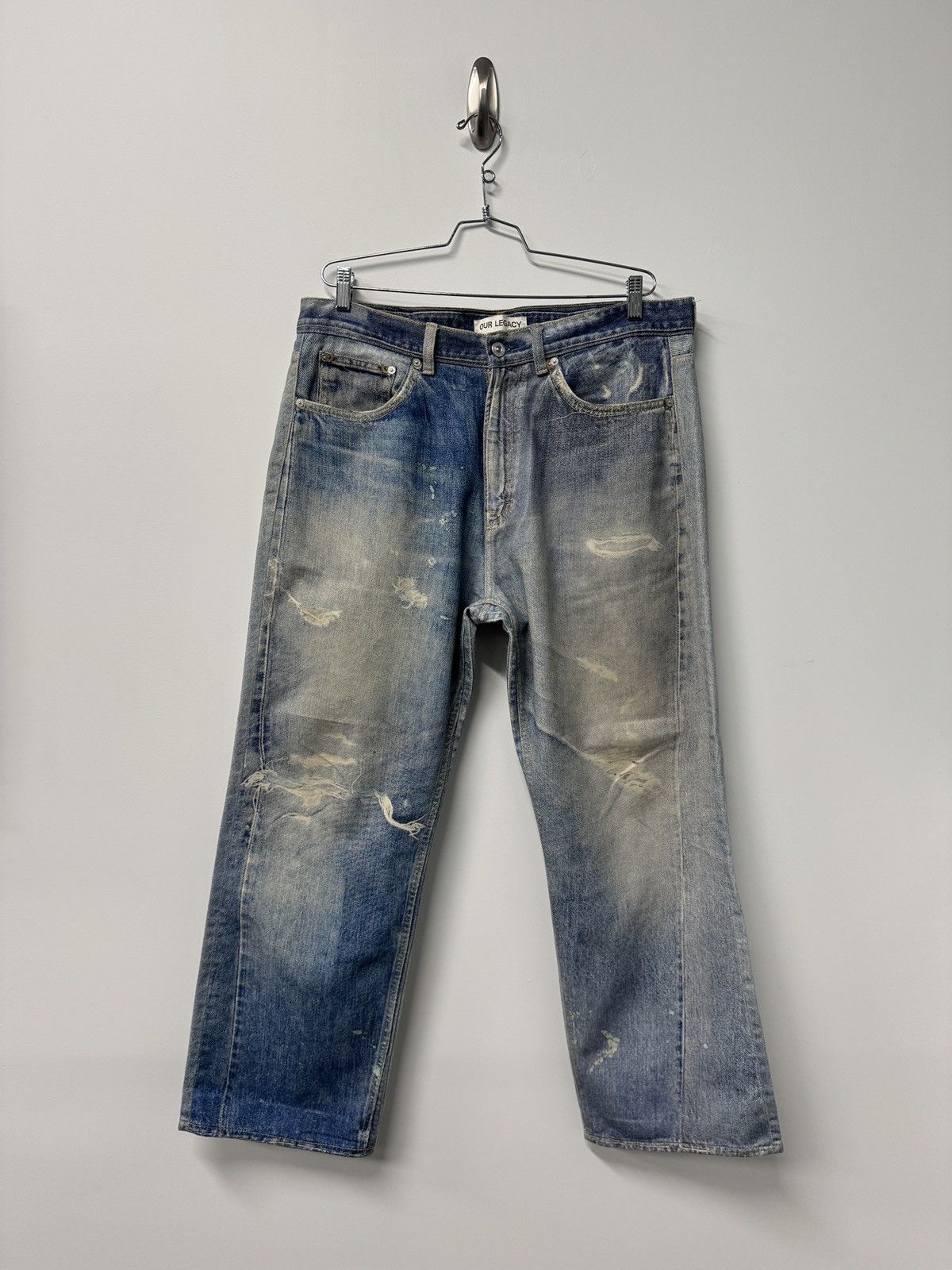 Pre-owned Our Legacy Digital Print Distressed Jeans In Blue