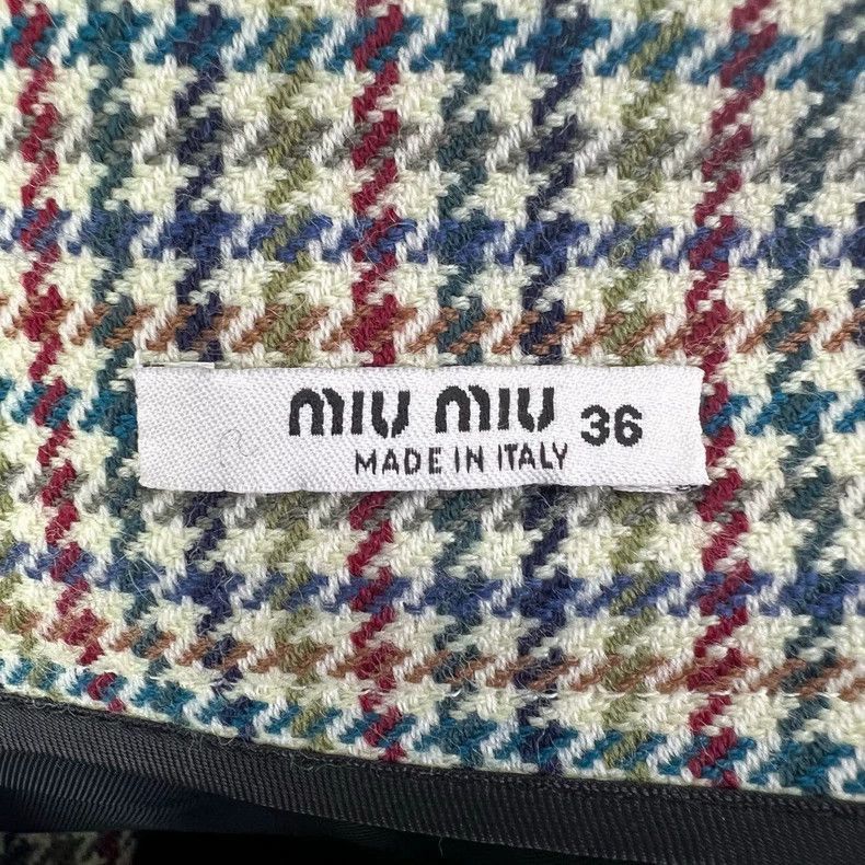 Celine Miumiu Checkered Skirt with Bow Detail Size 34" / US 12 / IT 48 - 5 Thumbnail