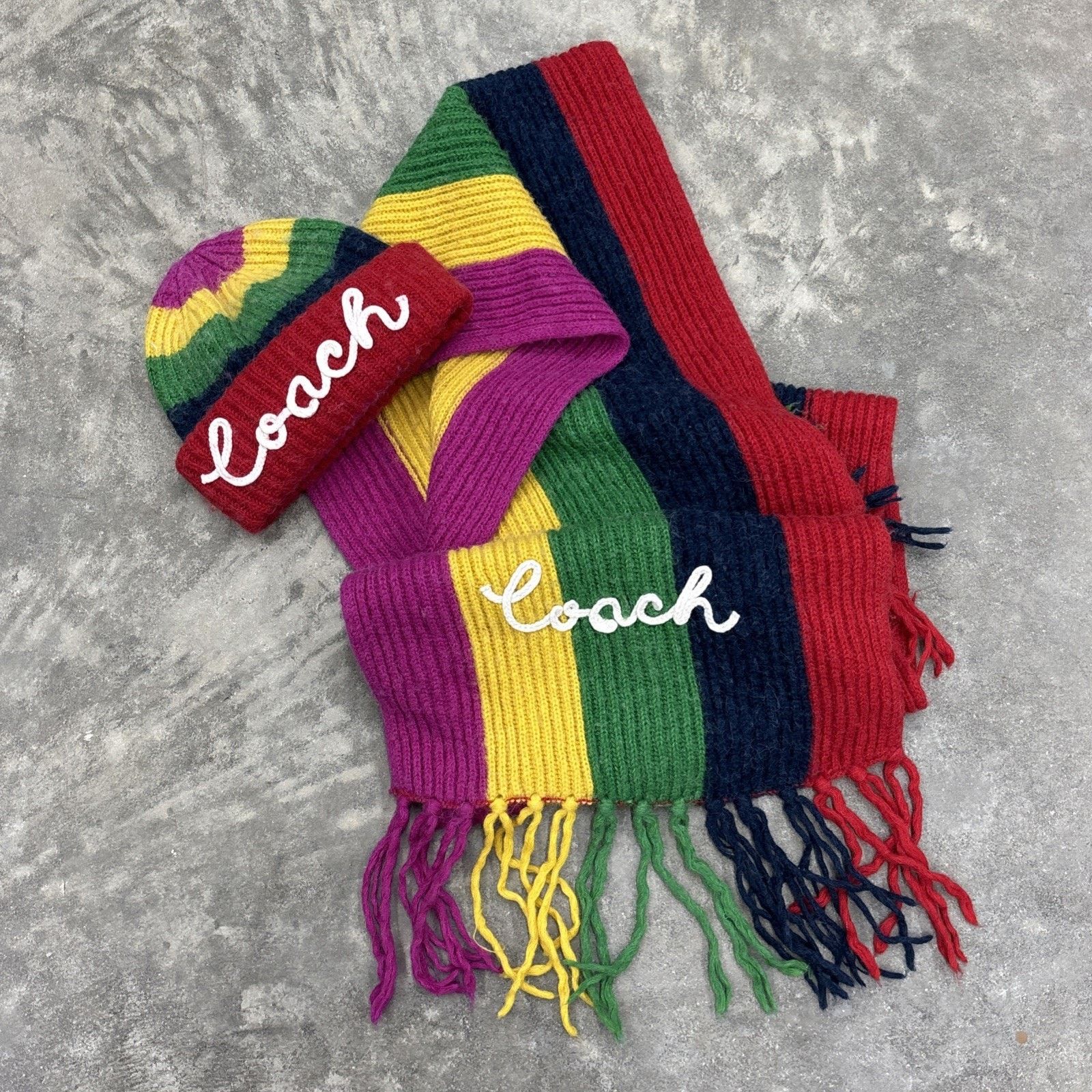 Coach Rare Coach Multi Stripe Scarf And Hat Matching Set Rainbow Size ONE SIZE - 1 Thumbnail