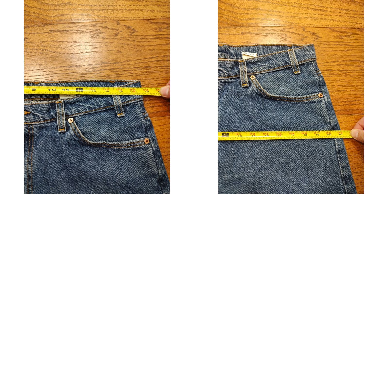 Levi's VINTAGE Levi's 560 Shorts Bermuda Men 33x10 Blue Denim Orange Tab 5-Pocket Relaxed Loose Fit 90s USA Mens Size US 33 - 9 Thumbnail