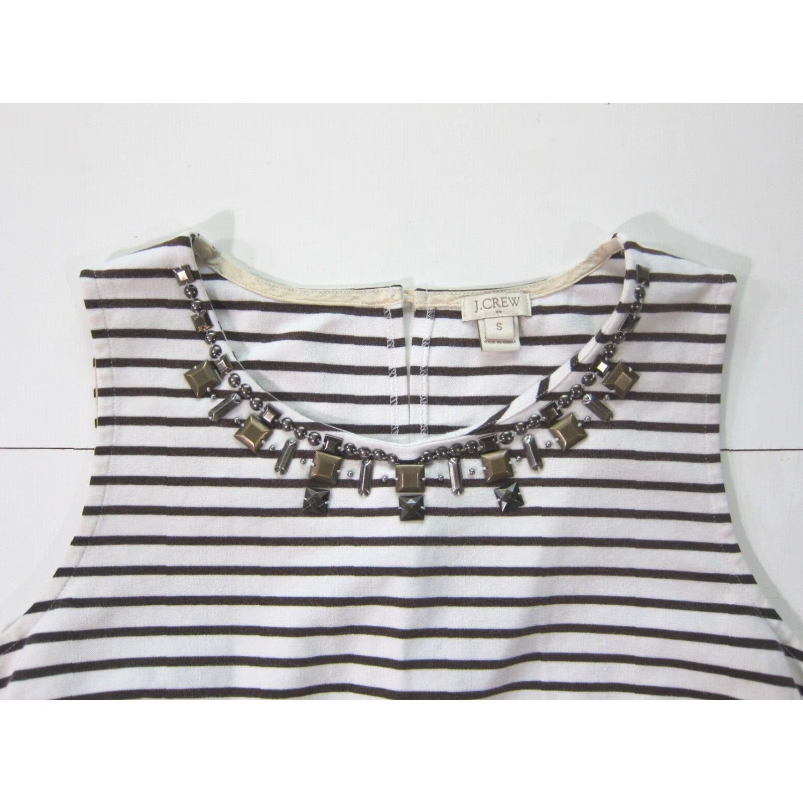 J.Crew J.Crew Brown White Cotton Beaded Sleeveless Tank Blouse Women Small Size S / US 4 / IT 40 - 4 Thumbnail
