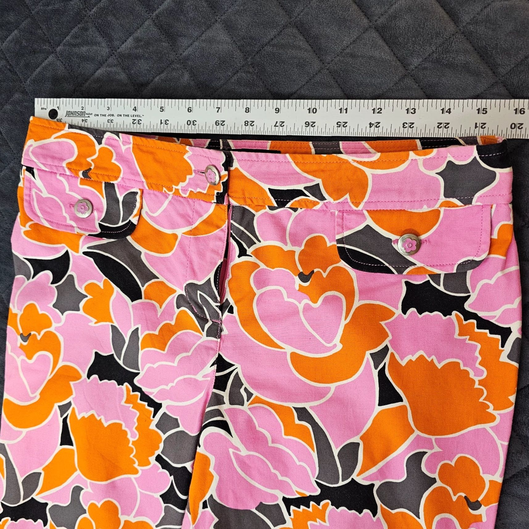 Vintage Ideology Women's Slim Fit Ankle Pants Size 8 Pink Floral Casual Stretch Size 30" / US 8 / IT 44 - 4 Thumbnail